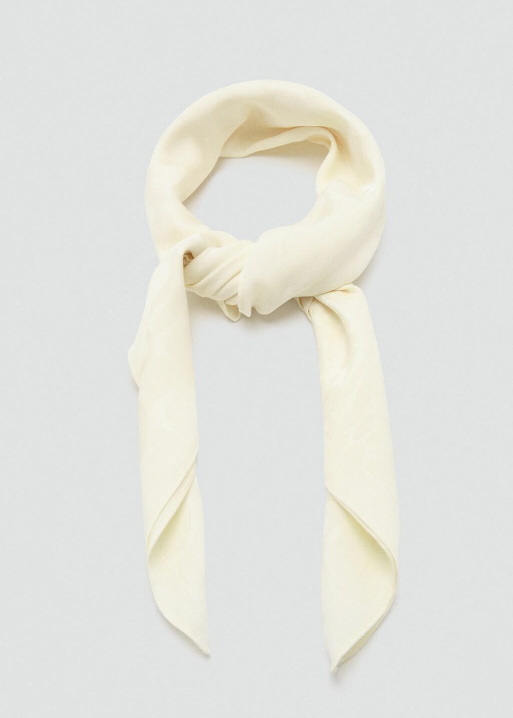 Beige Jacquard Scarf, Light Beige, large image number 1