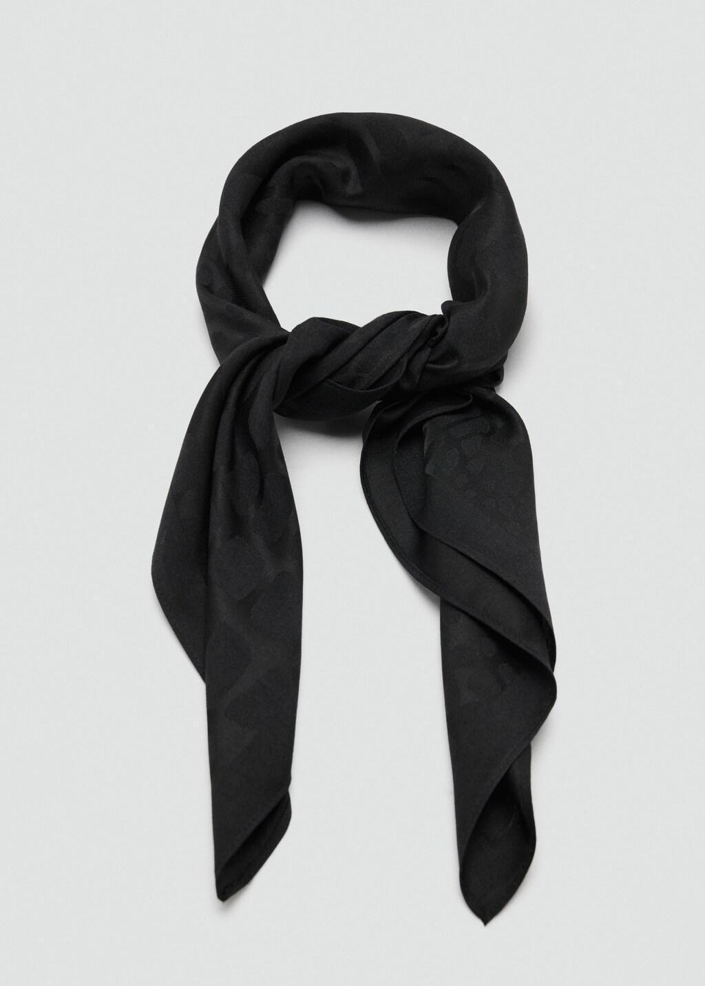 Black Jacquard Scarf, Black, large image number 1