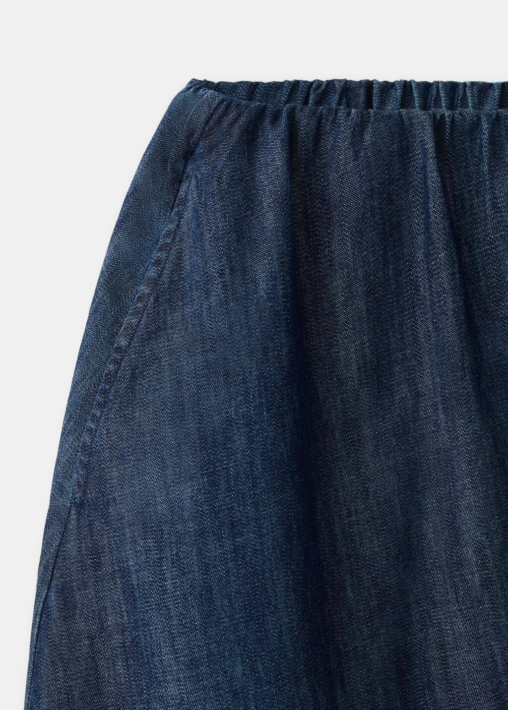 Blue Denim Skirt With Stitched Hem, Open Blue, large image number 1