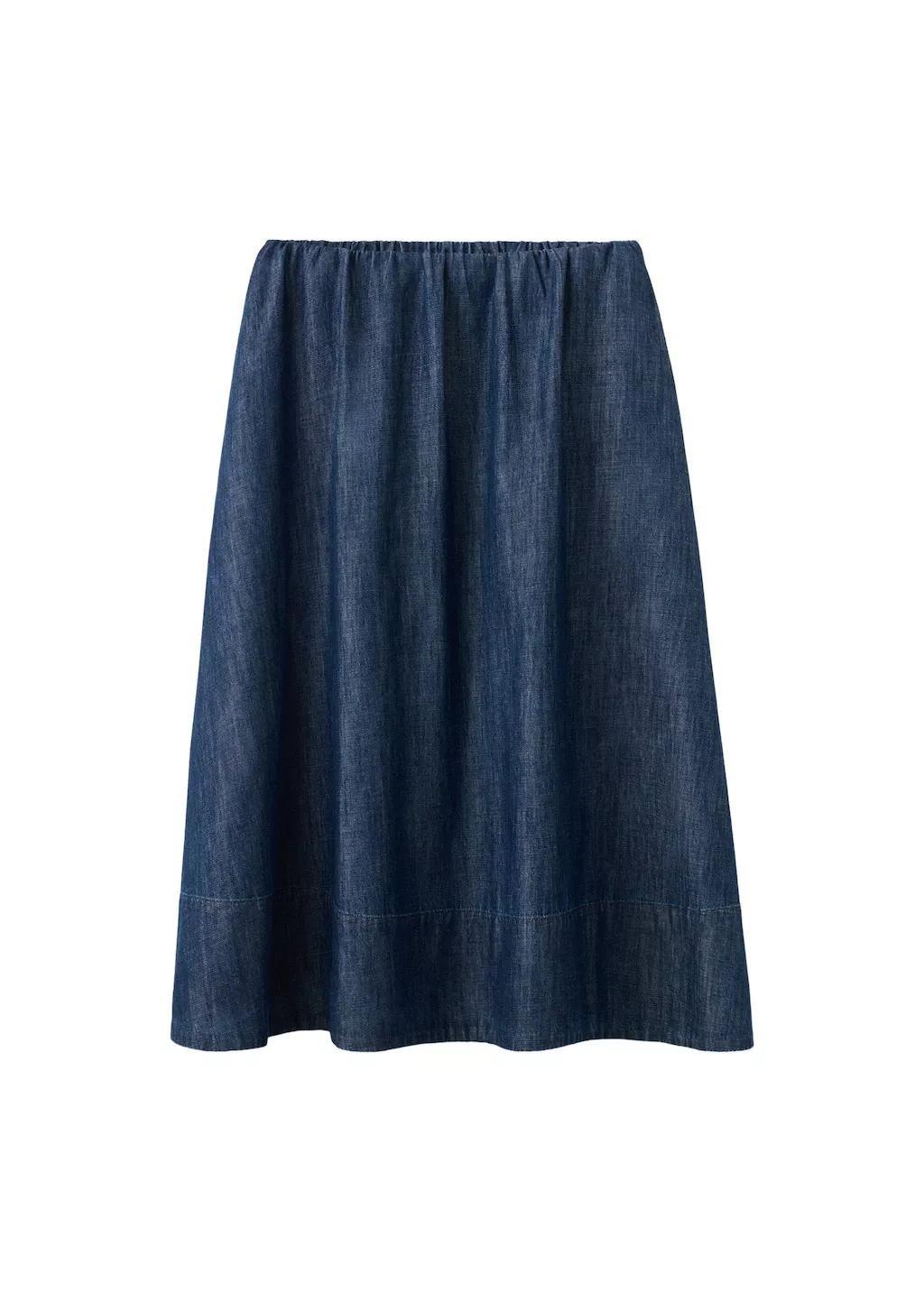 Blue Denim Skirt With Stitched Hem, Open Blue, large image number 6