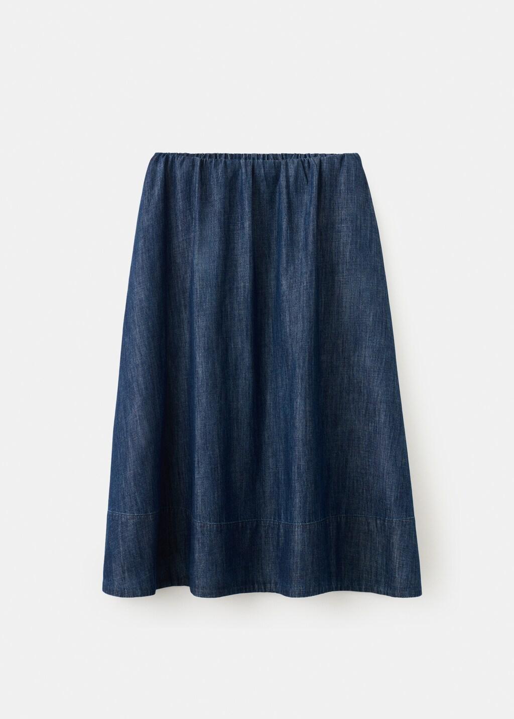 Blue Denim Skirt With Stitched Hem, Open Blue, large image number 7
