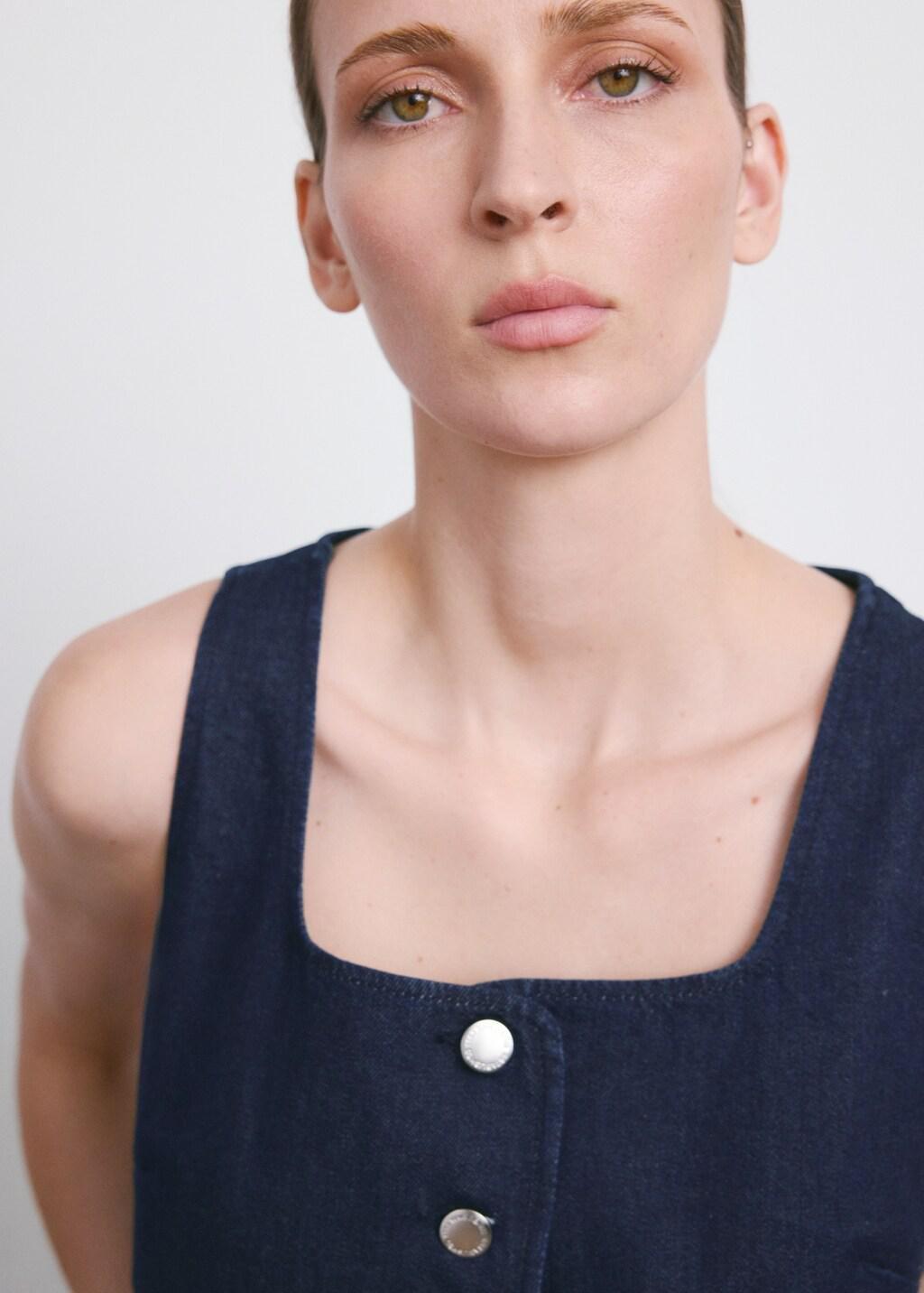 OPEN BLUE Buttoned denim top, Open Blue, large image number 4