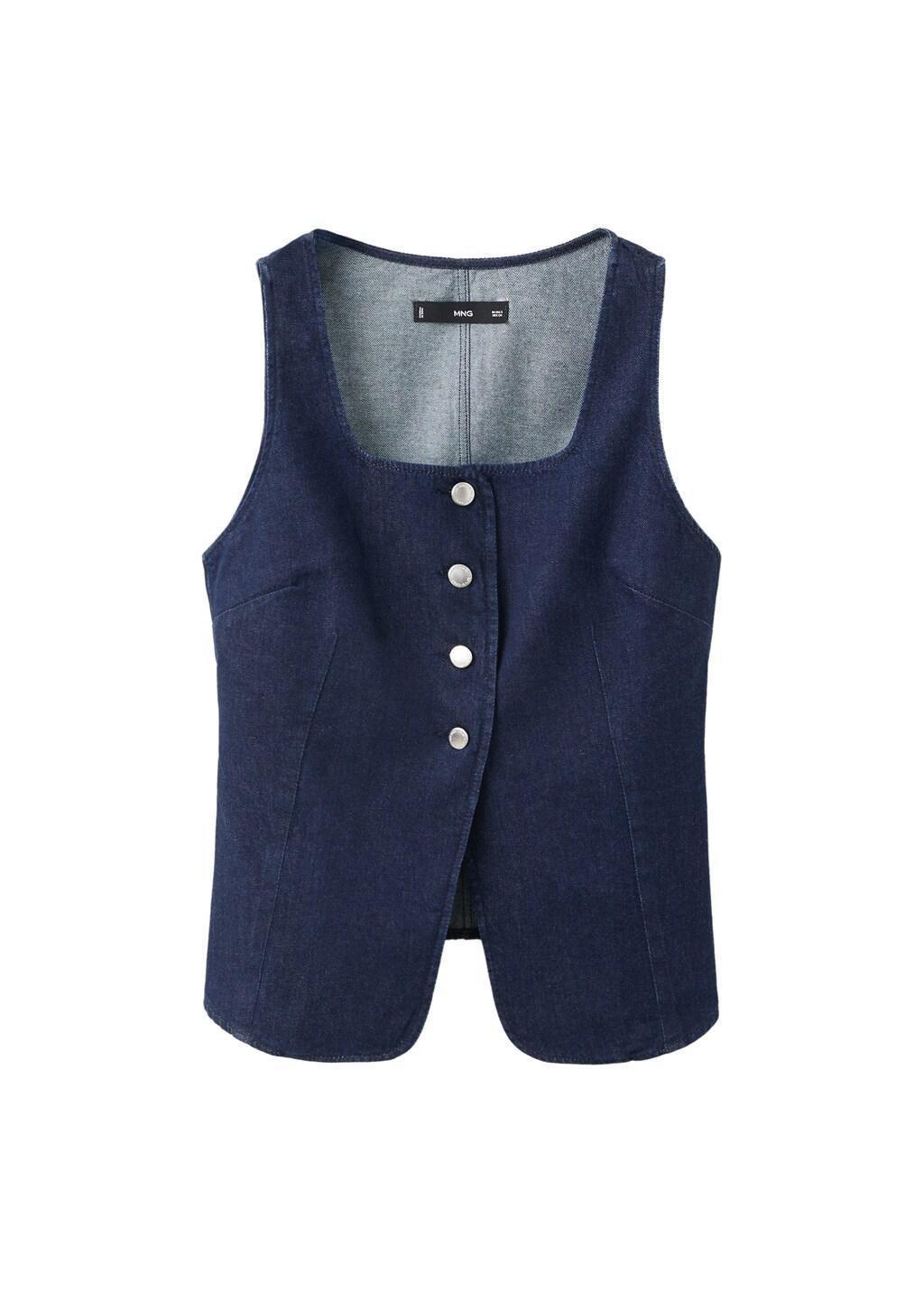 OPEN BLUE Buttoned denim top, Open Blue, large image number 6