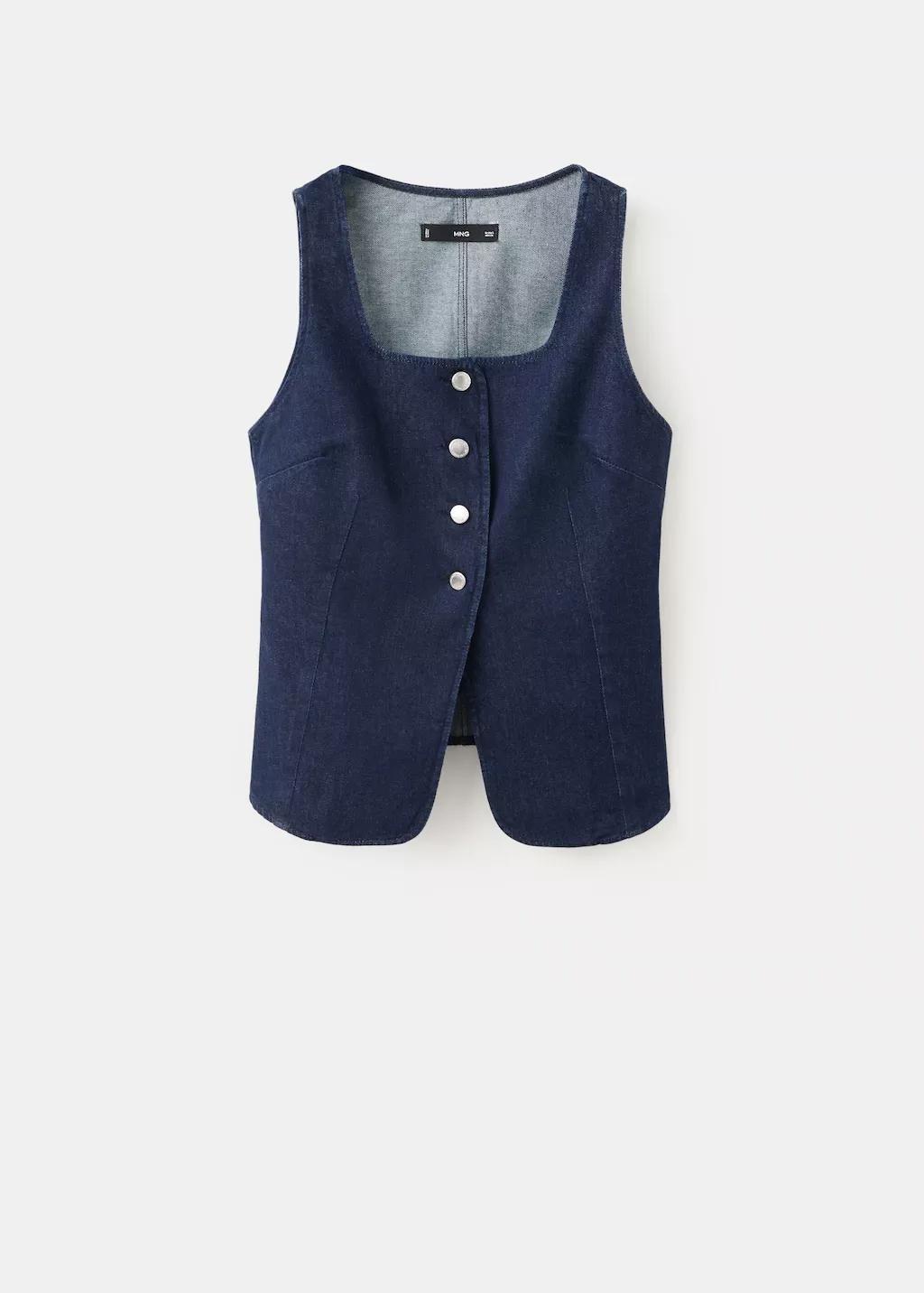 OPEN BLUE Buttoned denim top, Open Blue, large image number 7