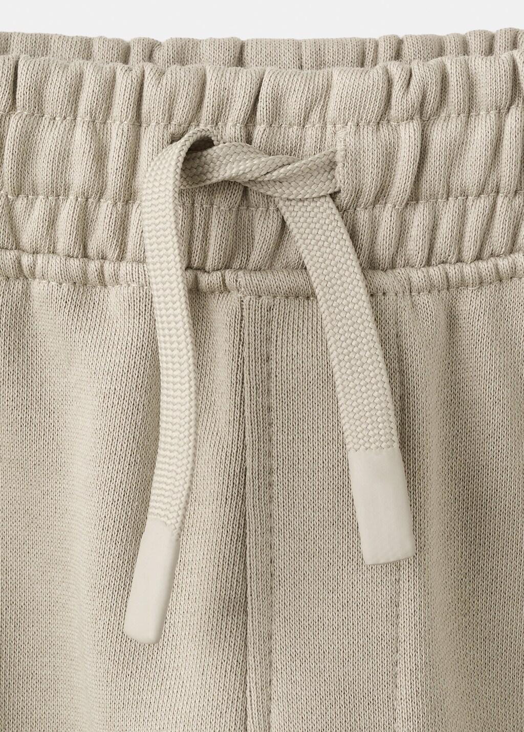 Brown Lt Pastel Cotton Joggers With Elastic Waist, Kids Boy, Light Pastel Brown, medium