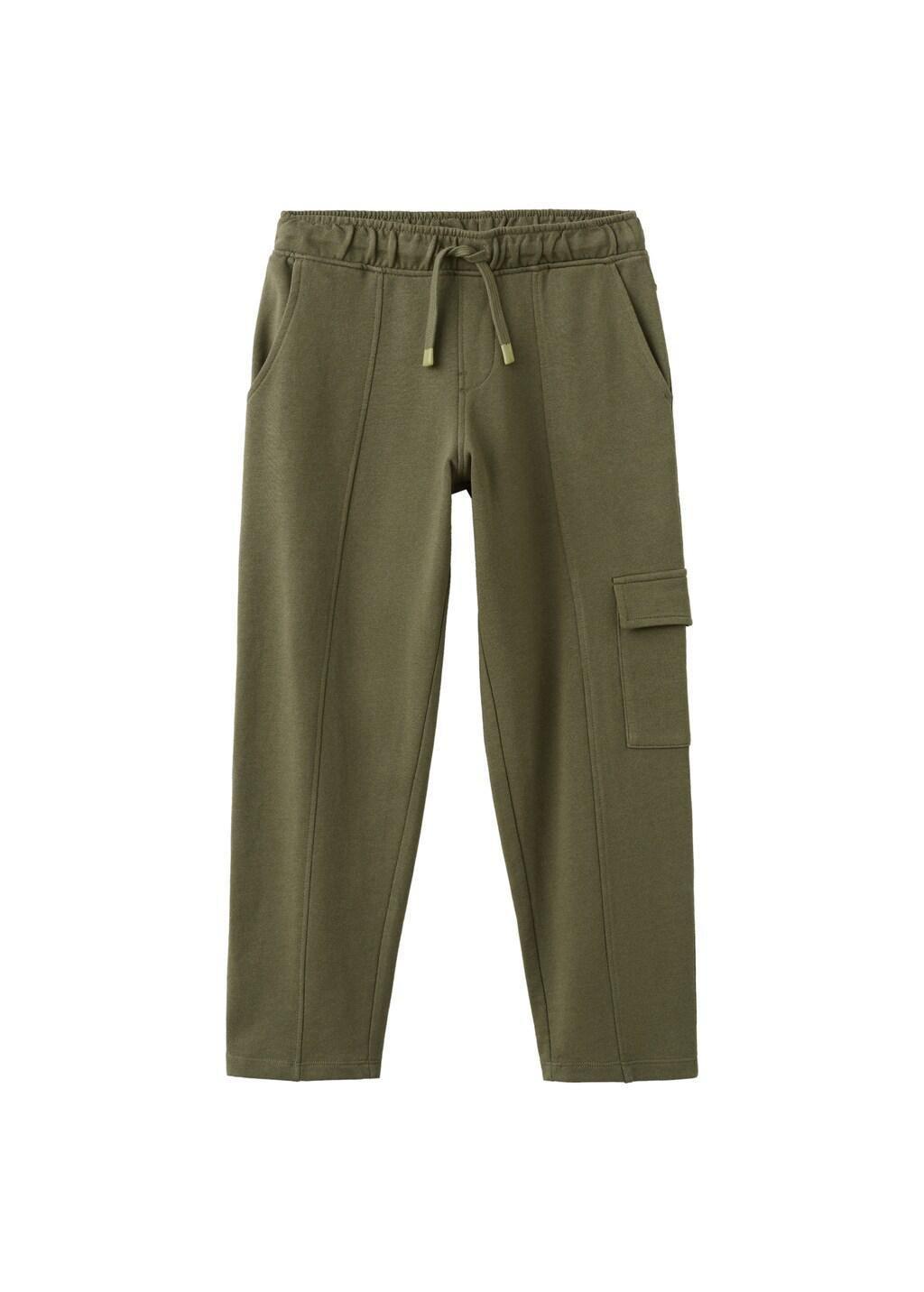 Khaki Cotton Cargo Joggers, Kids Boy, Beige - Khaki, large image number 1
