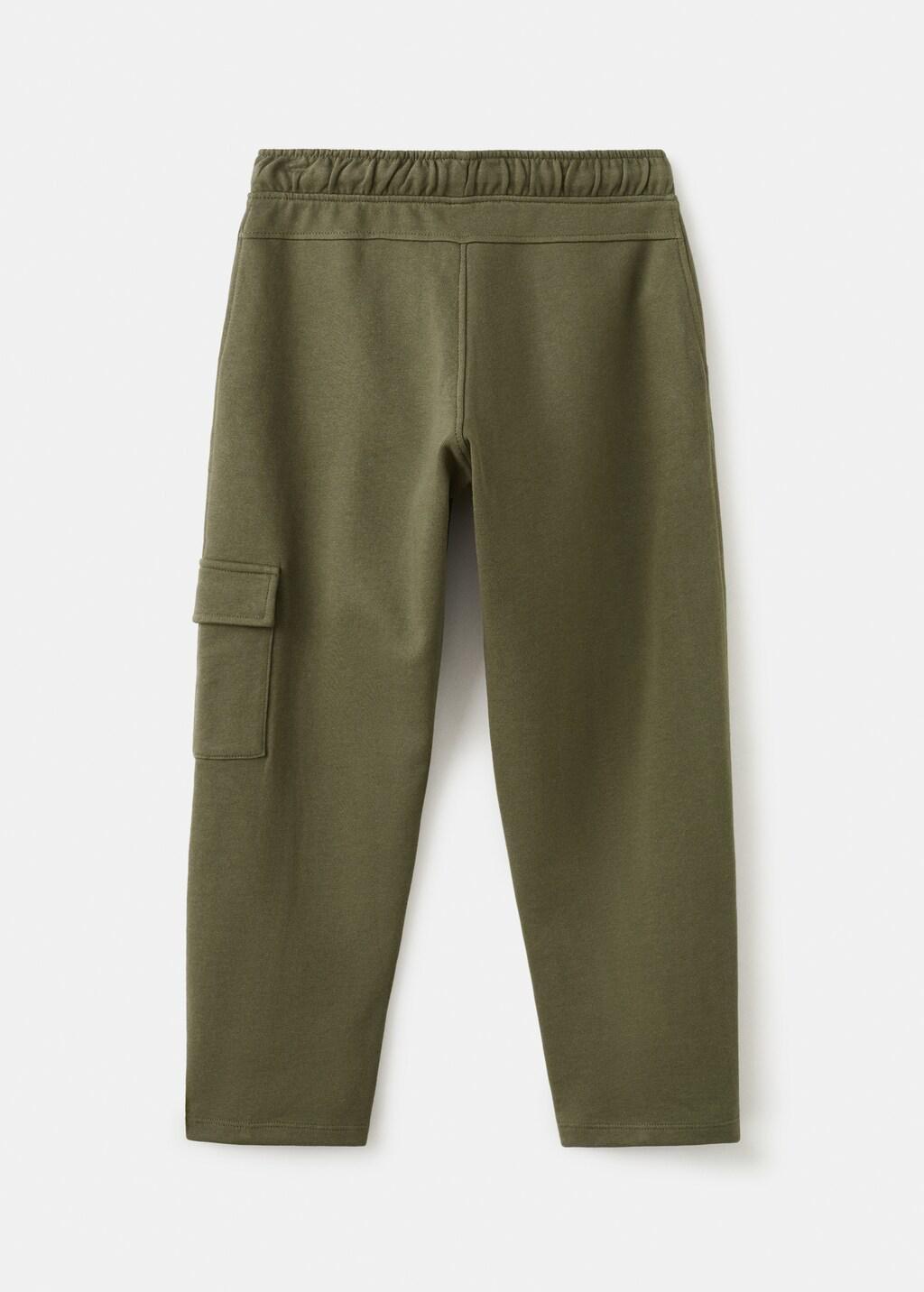 Khaki Cotton Cargo Joggers, Kids Boy, Beige - Khaki, large image number 3