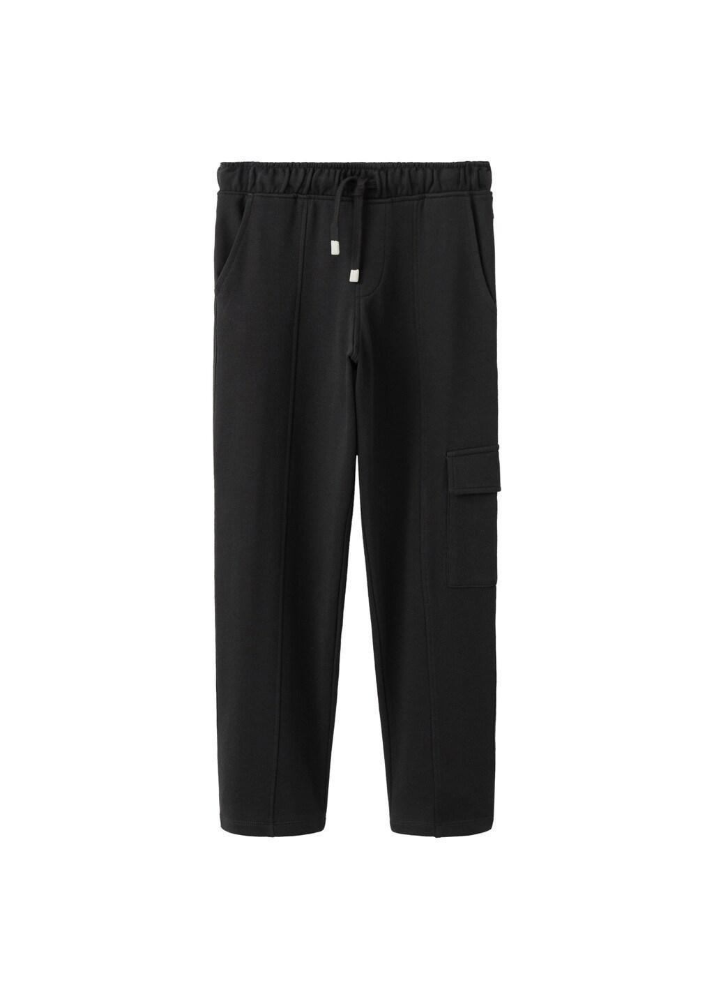 Black Cotton Cargo Joggers, Kids Boys, Black, large image number 3