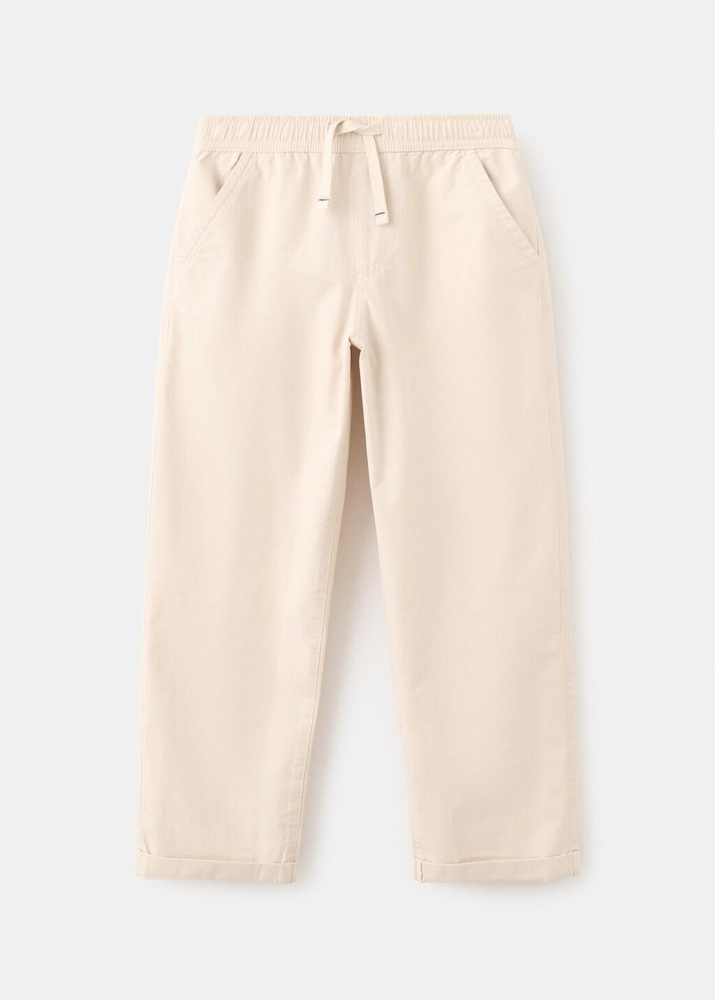 Brown Straight-Fit Cotton Trousers, Kids Boys, Light Pastel Brown, medium