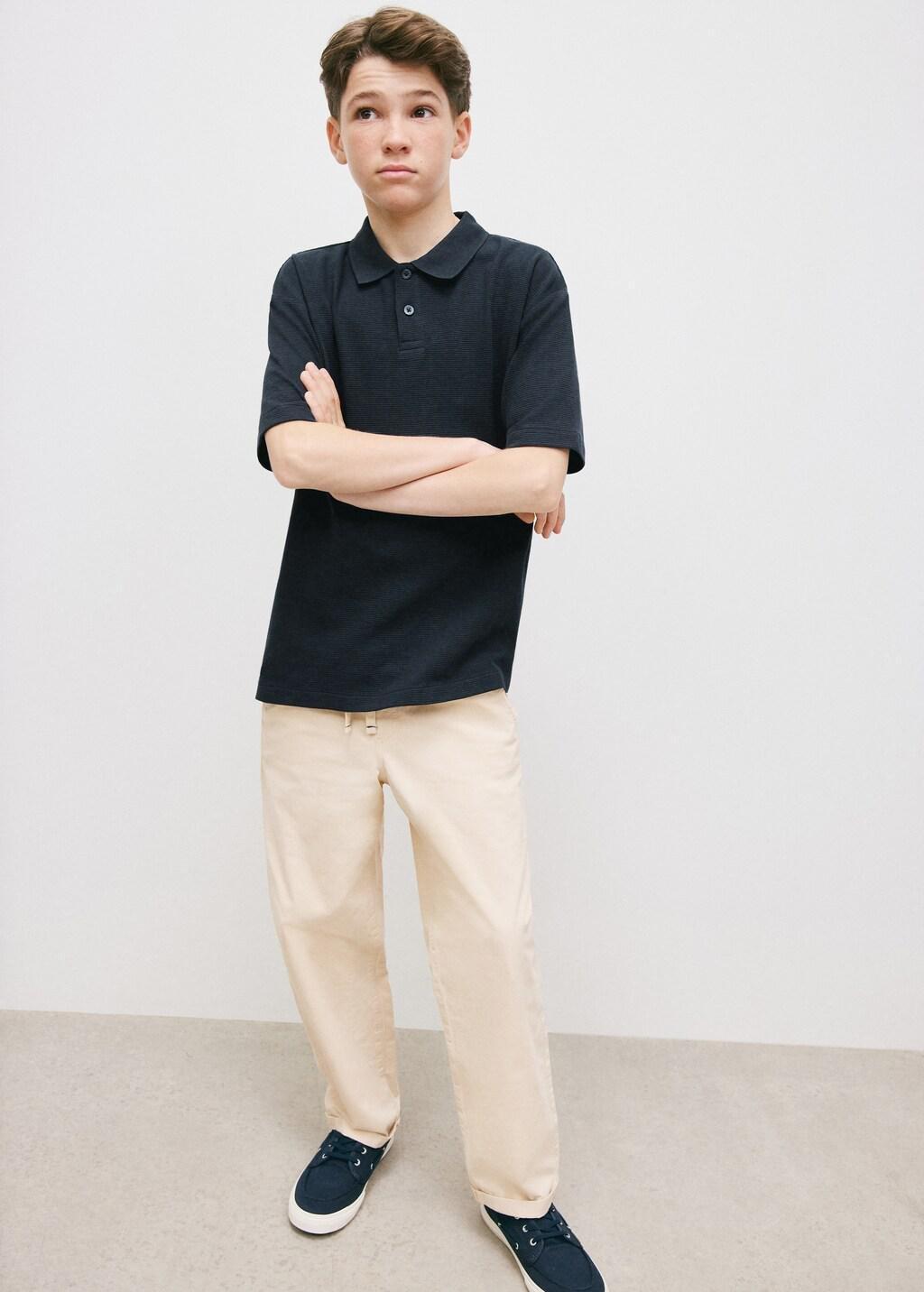 Brown Straight-Fit Cotton Trousers, Kids Boys, Light Pastel Brown, medium