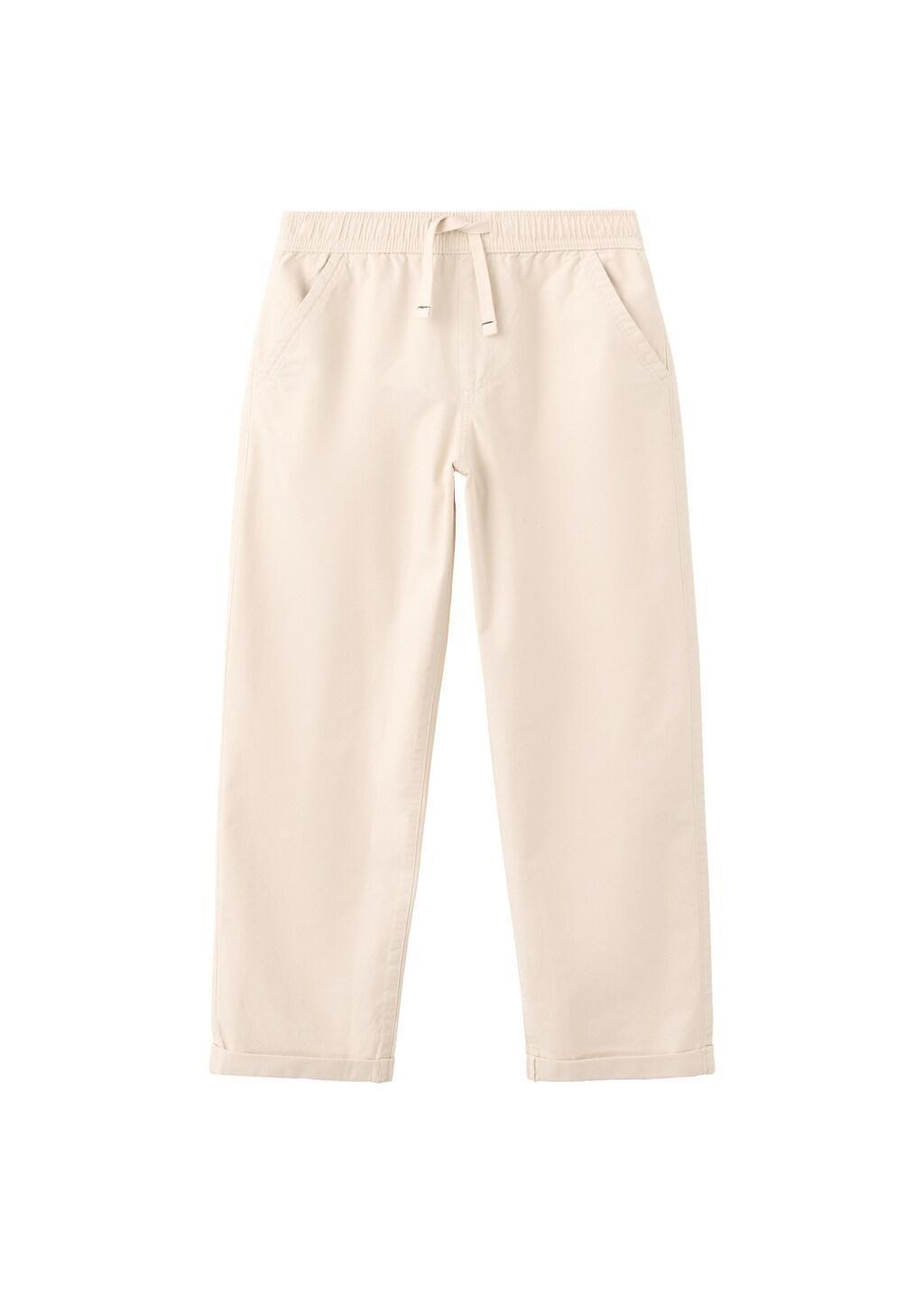 Brown Straight-Fit Cotton Trousers, Kids Boys, Light Pastel Brown, medium