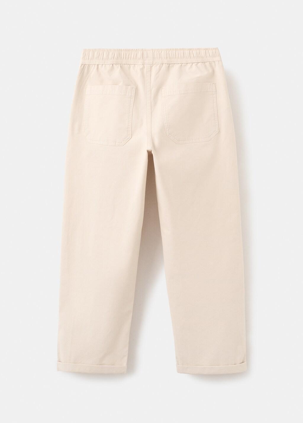 Brown Straight-Fit Cotton Trousers, Kids Boys, Light Pastel Brown, large image number 4