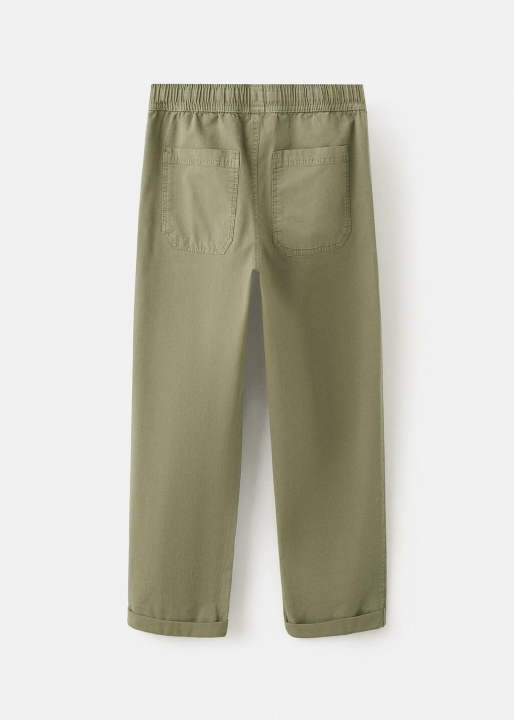 Khaki Straight-Fit Cotton Trousers, Kids Boys, Beige - Khaki, large image number 2