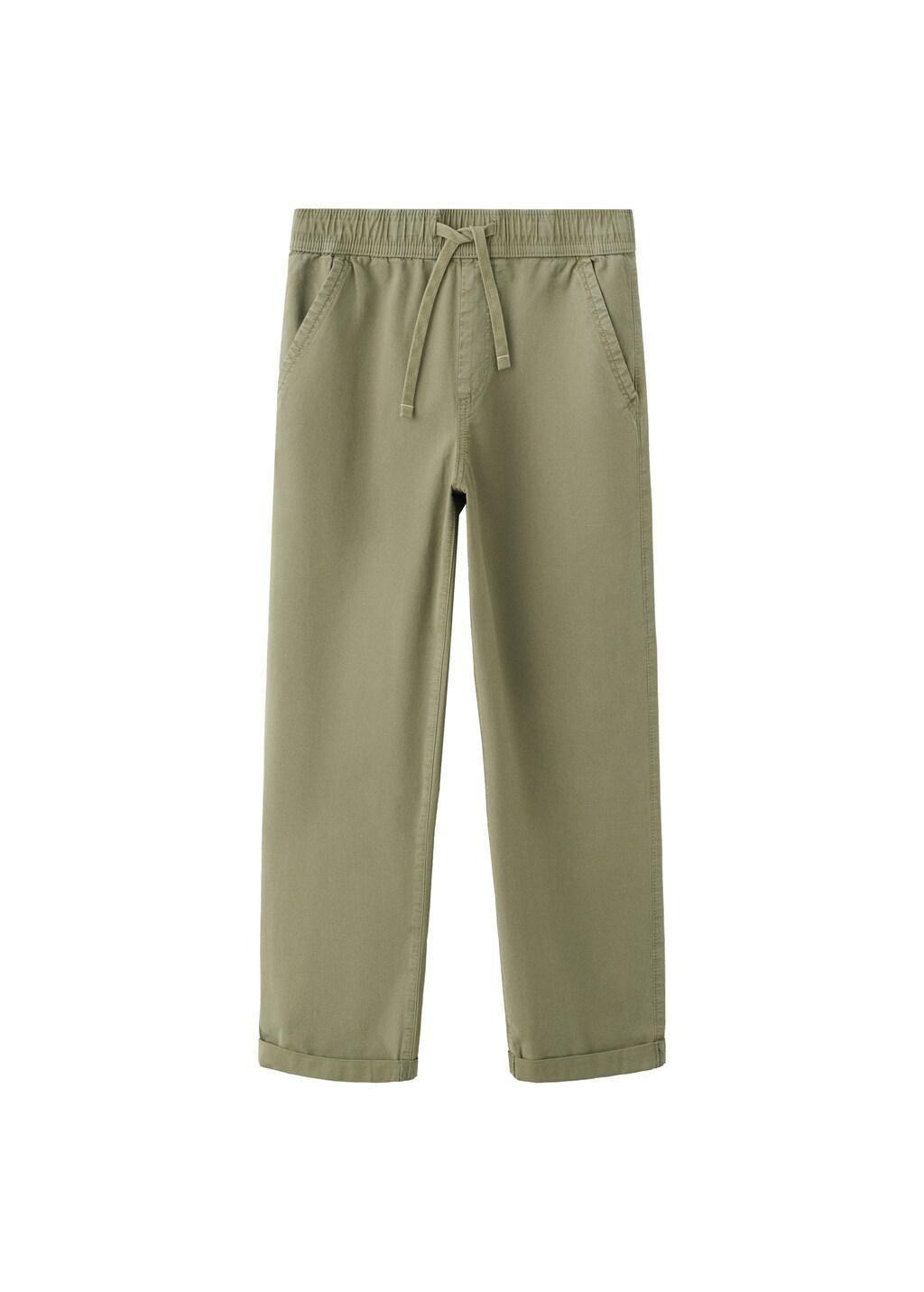 Khaki Straight-Fit Cotton Trousers, Kids Boys, Beige - Khaki, large image number 4