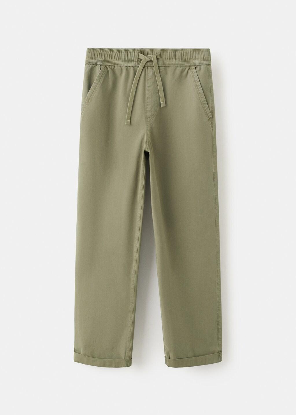 Khaki Straight-Fit Cotton Trousers, Kids Boys, Beige - Khaki, large image number 5