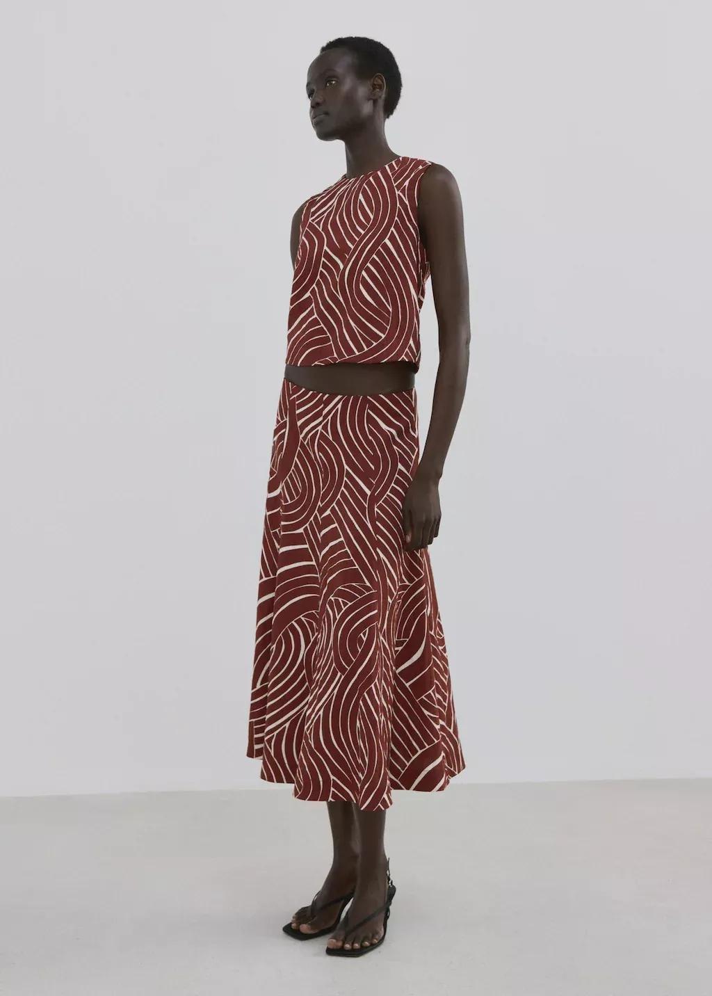 Red Geometric Print Top, Dark Red, large image number 0