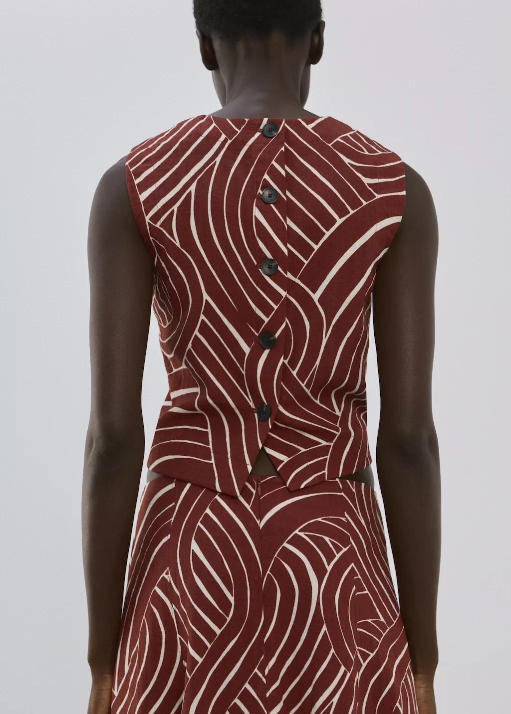 Red Geometric Print Top, Dark Red, large image number 2