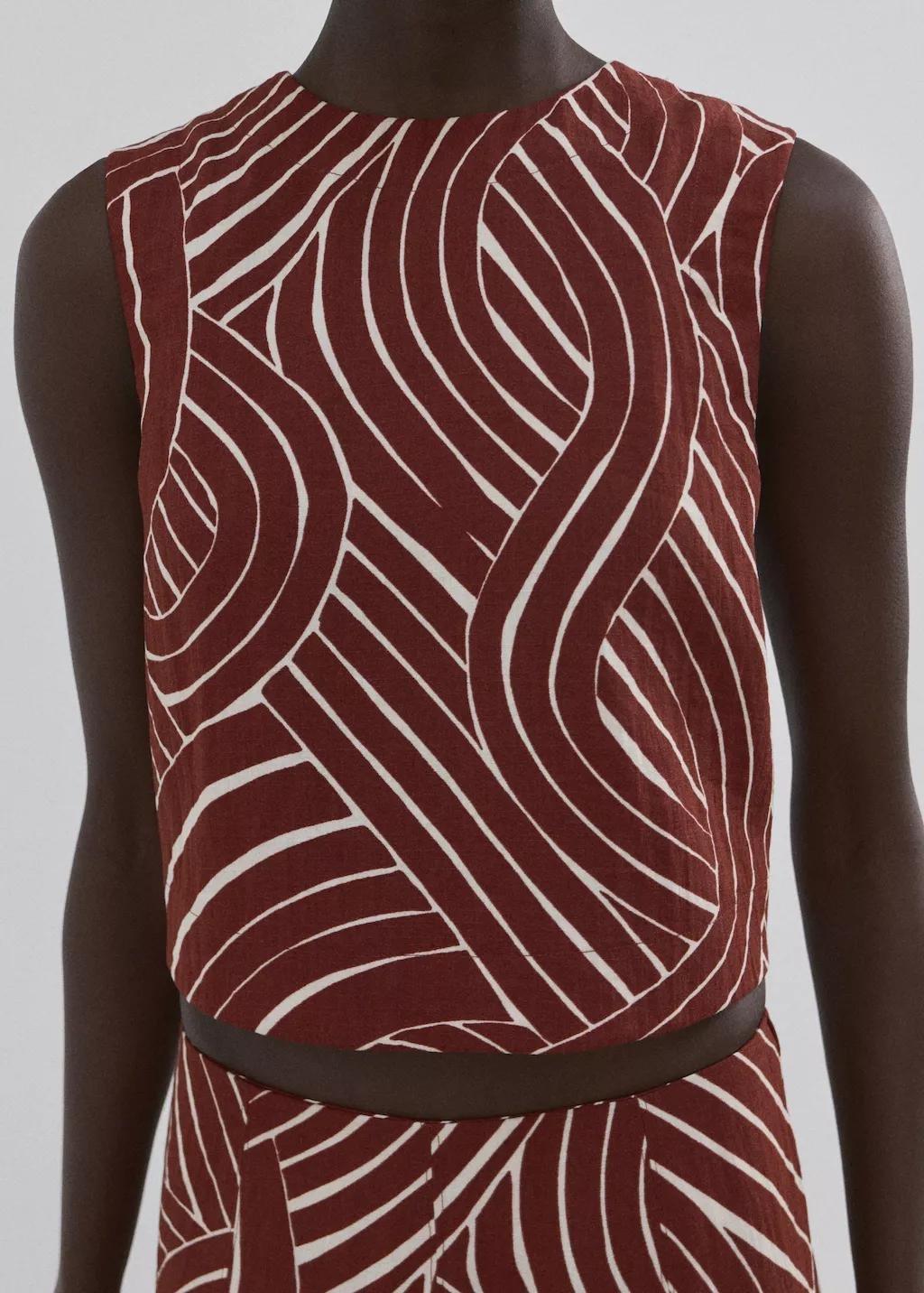 Red Geometric Print Top, Dark Red, large image number 3