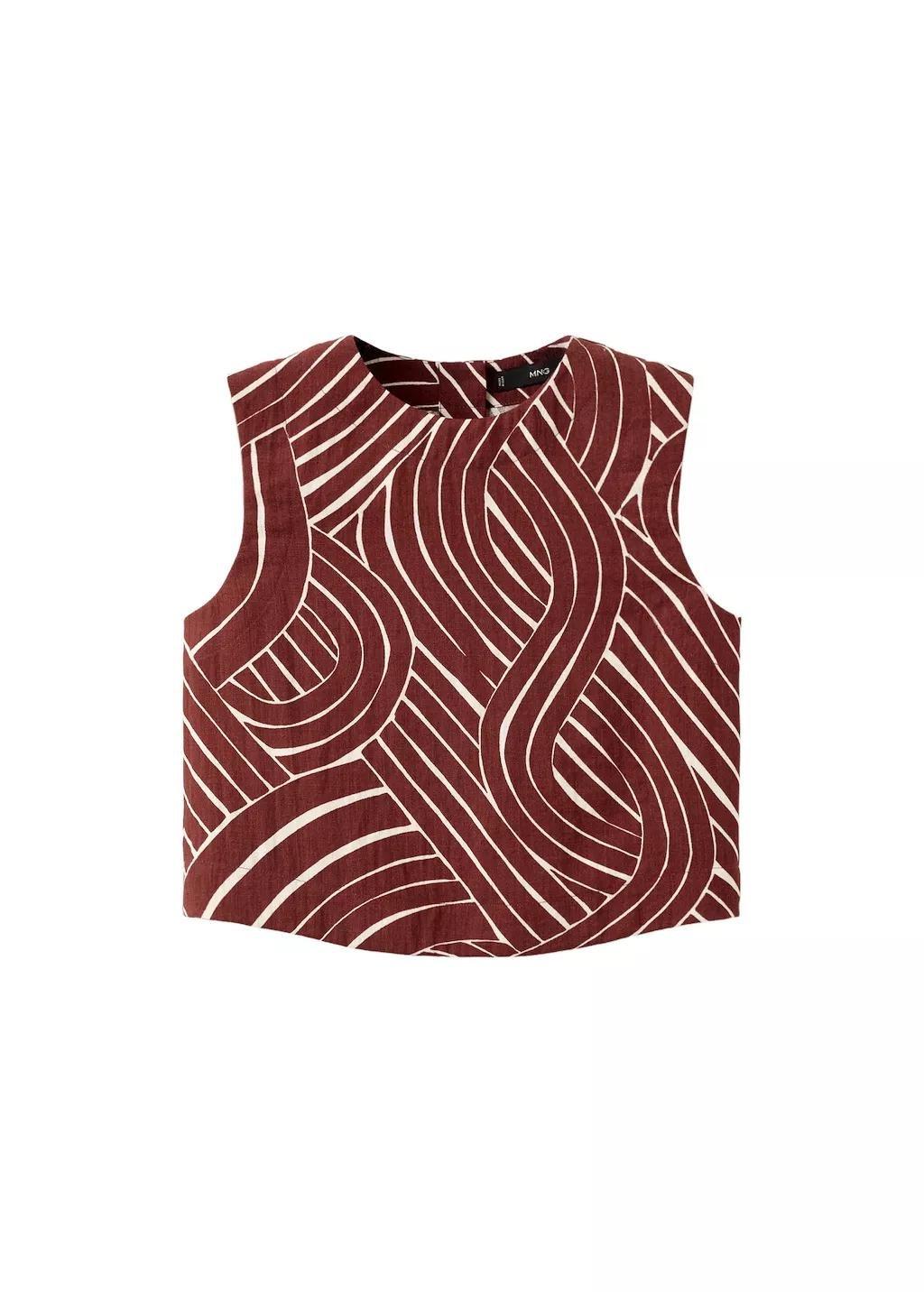 Red Geometric Print Top, Dark Red, large image number 5