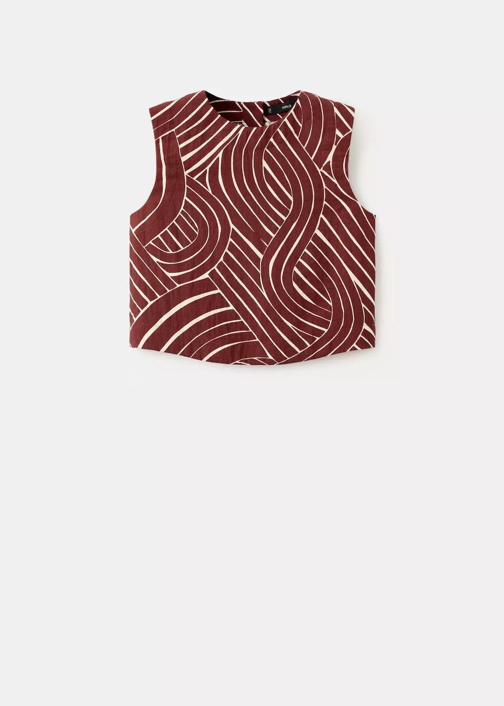 Red Geometric Print Top, Dark Red, large image number 6