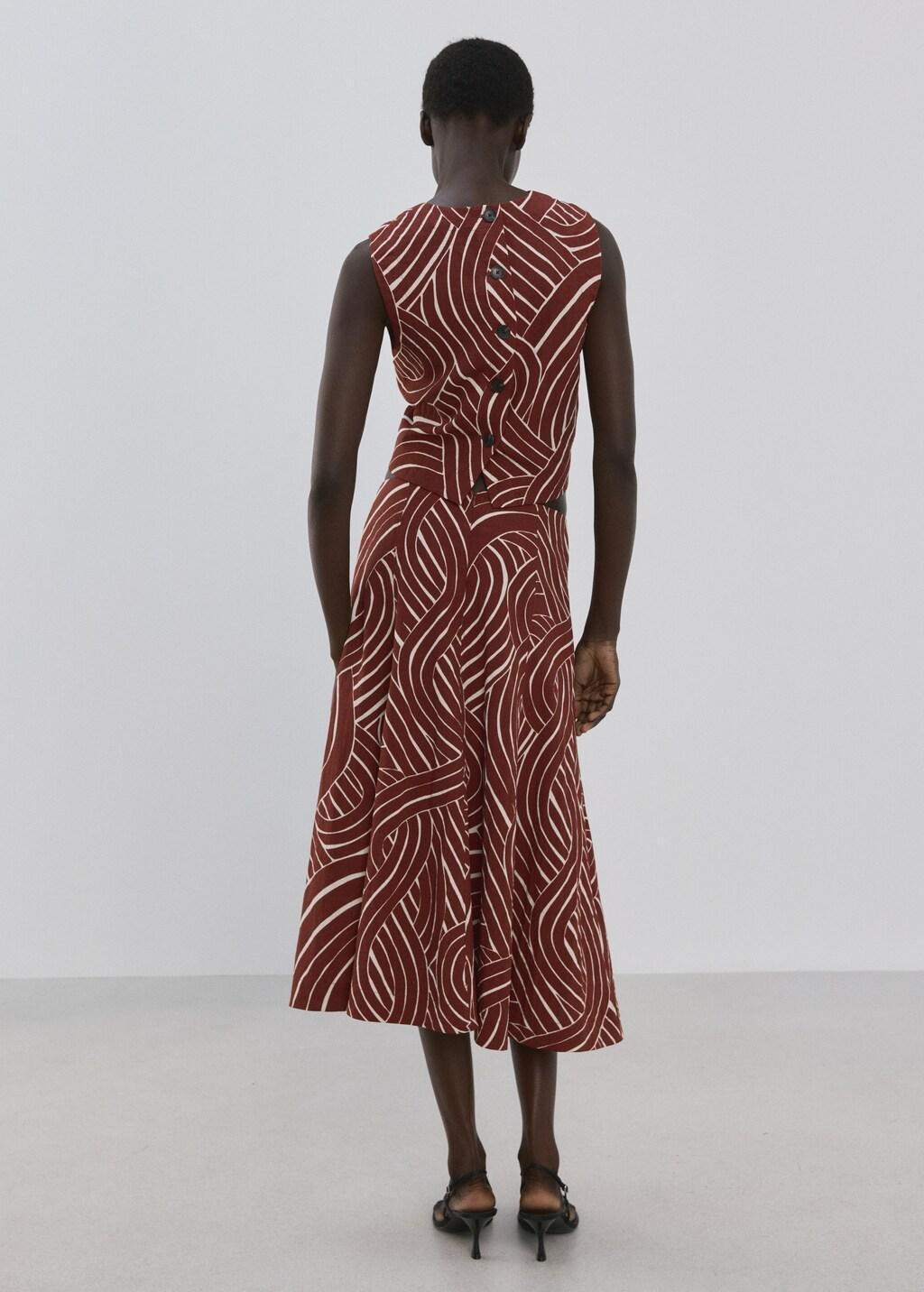 Red A-Line Skirt With Geometric Pattern, Dark Red, medium