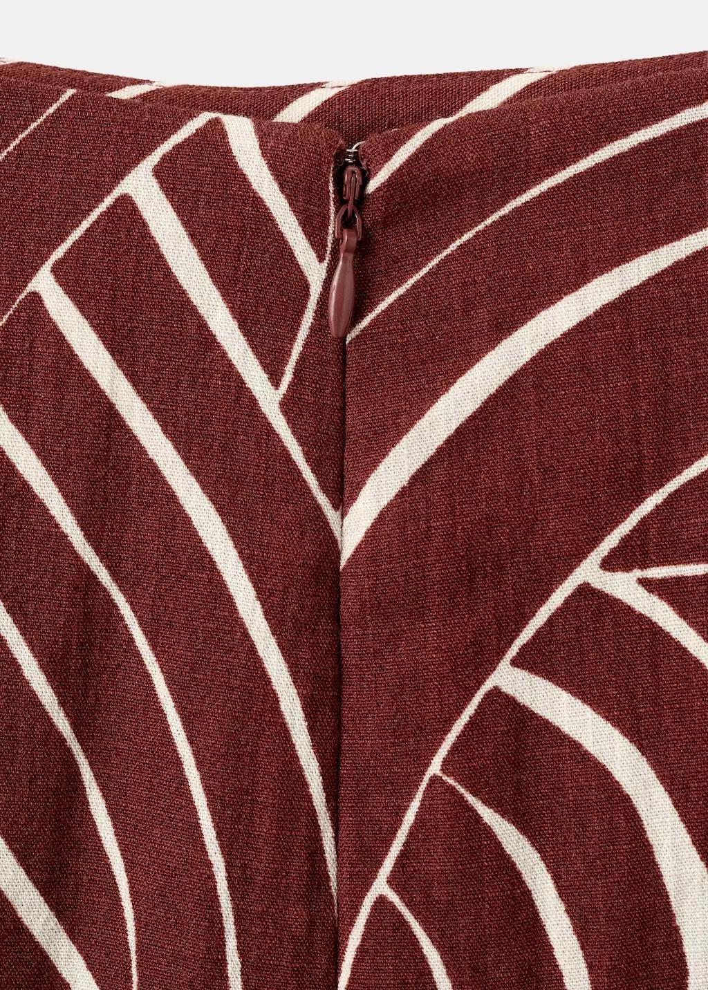 Red A-Line Skirt With Geometric Pattern, Dark Red, large image number 4