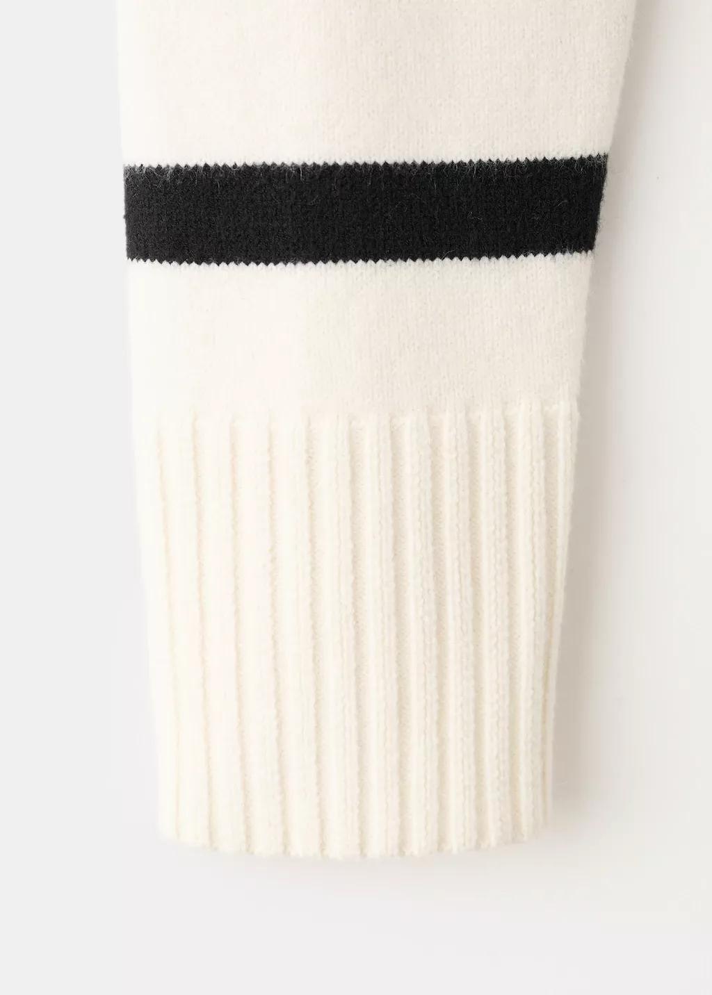 Beige Knit Striped Sweater, 0201_05, large image number 1