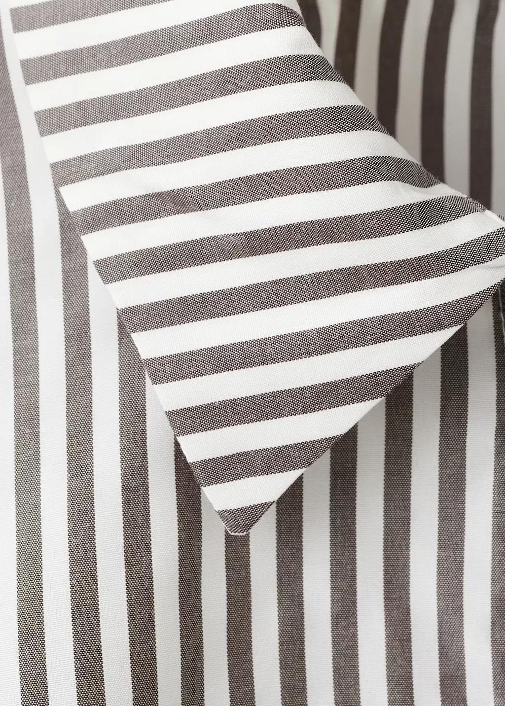 Beige Striped Cropped Shirt, 0201_05, large image number 1