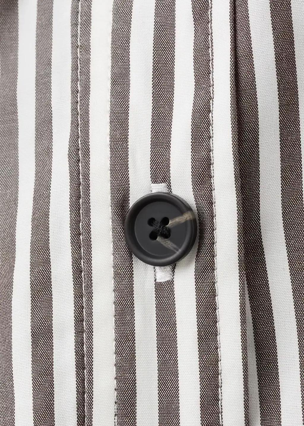 Beige Striped Cropped Shirt, 0201_05, large image number 4