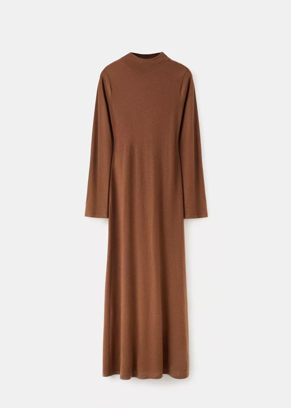 Brown Knitted Dress With Bell Sleeves, 0201_17, large image number 6