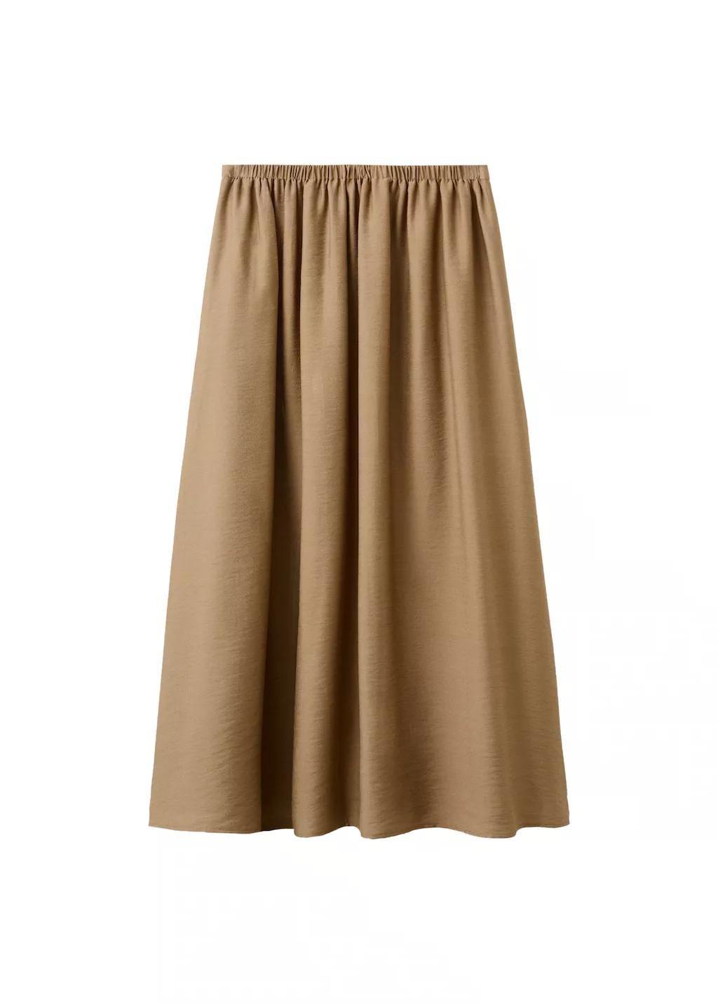 Brown Gathered Midi Skirt, 0201_30, large image number 6