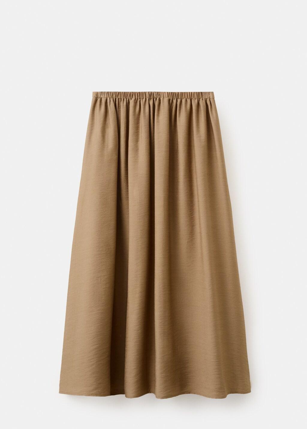 Brown Gathered Midi Skirt, 0201_30, large image number 7