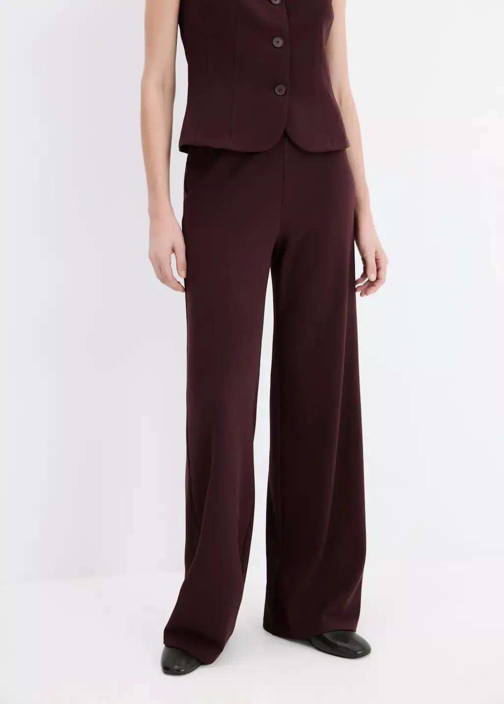 Red Straight Low-Rise Suit Trousers, 0201_78, large image number 3
