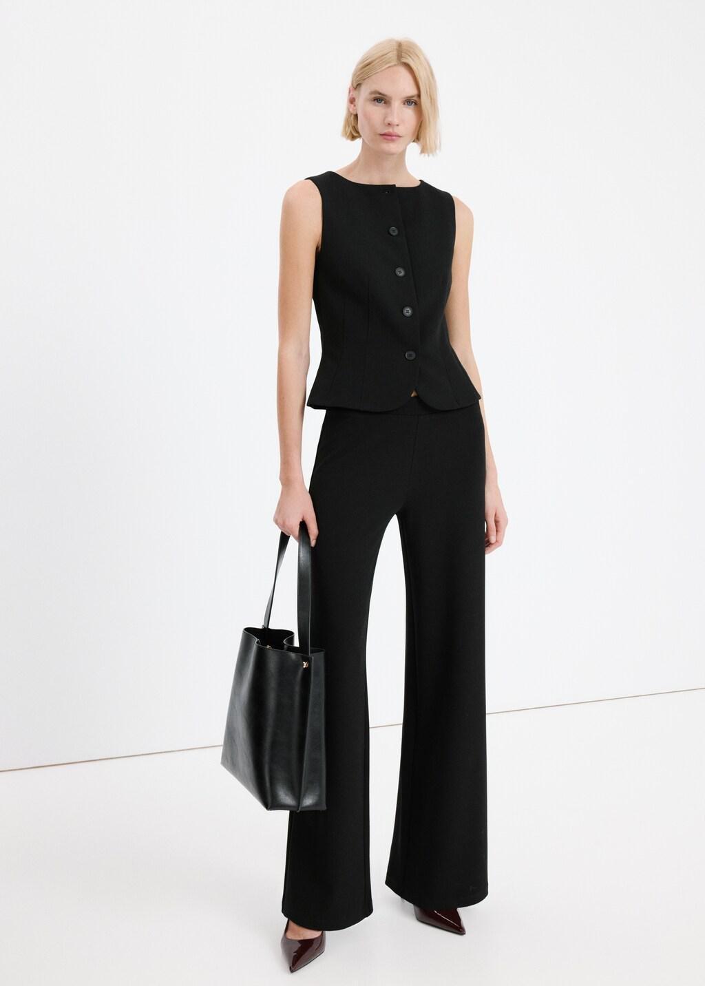 Black Straight Low-Rise Suit Trousers, 0201_99, large image number 0