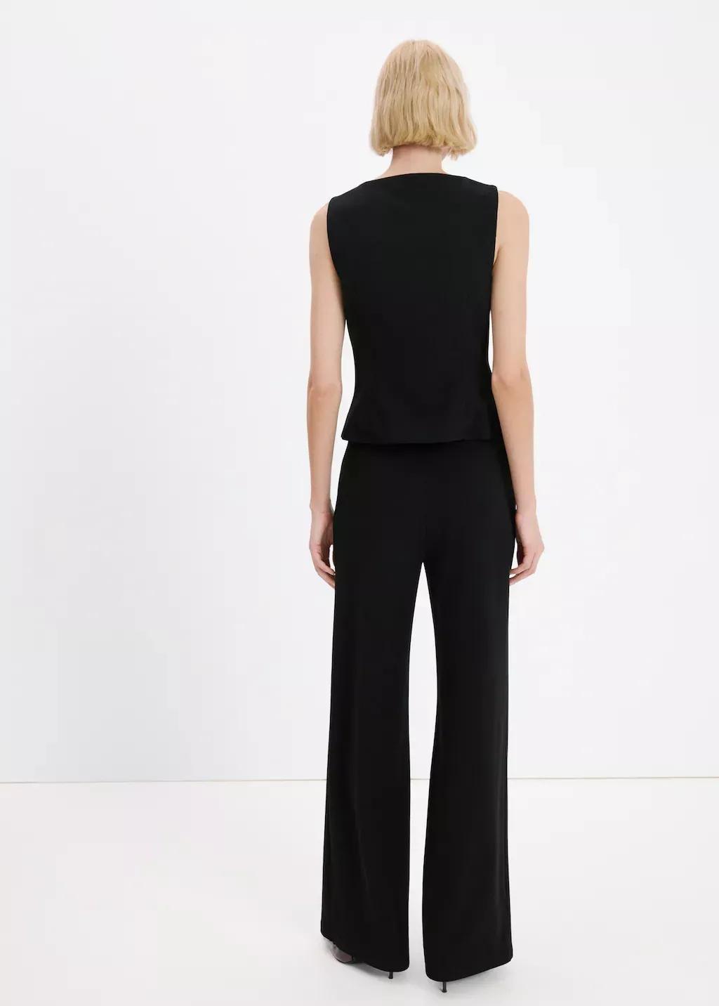 Black Straight Low-Rise Suit Trousers, 0201_99, large image number 2