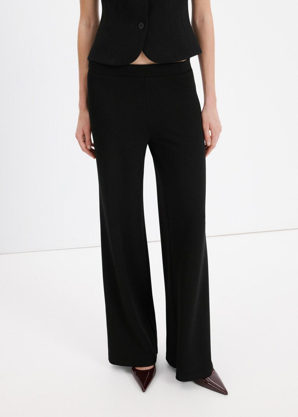 Black Straight Low-Rise Suit Trousers, 0201_99, large image number 3