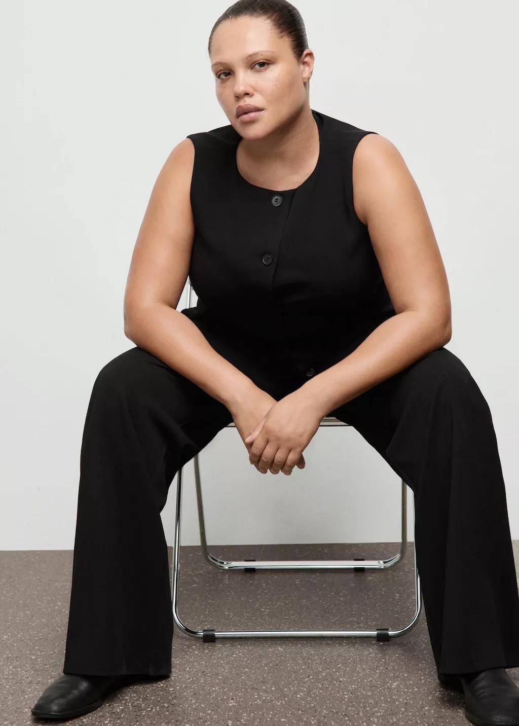 Black Straight Low-Rise Suit Trousers, 0201_99, large image number 5