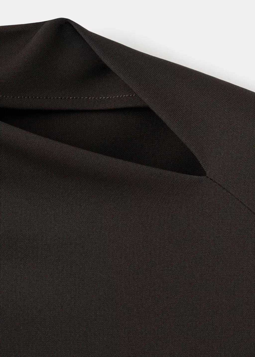 Brown Boat-Neck Ruched Dress, 0201_32, large image number 1