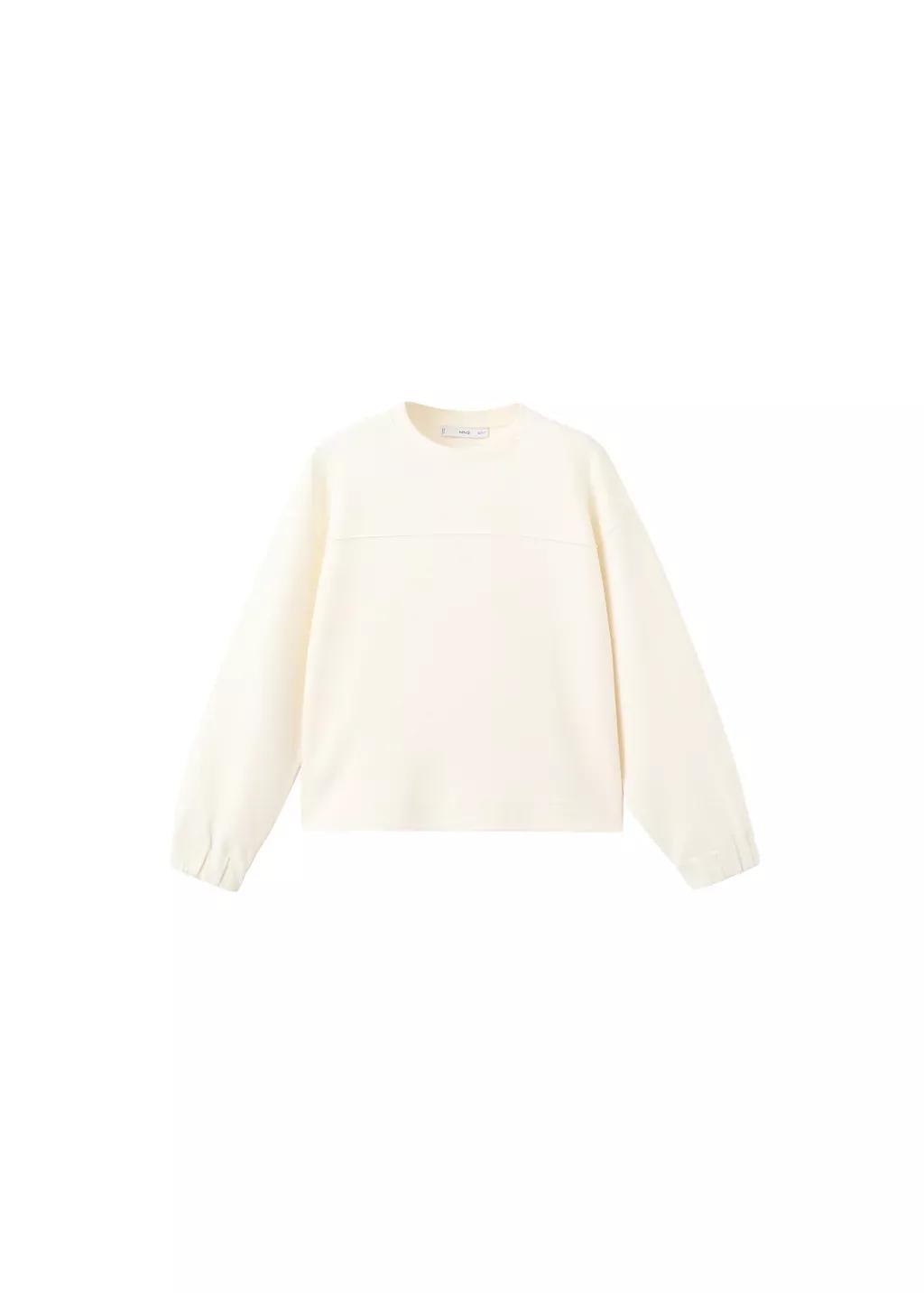 Beige Ruched Sleeve Sweatshirt, 0201_05, large image number 6