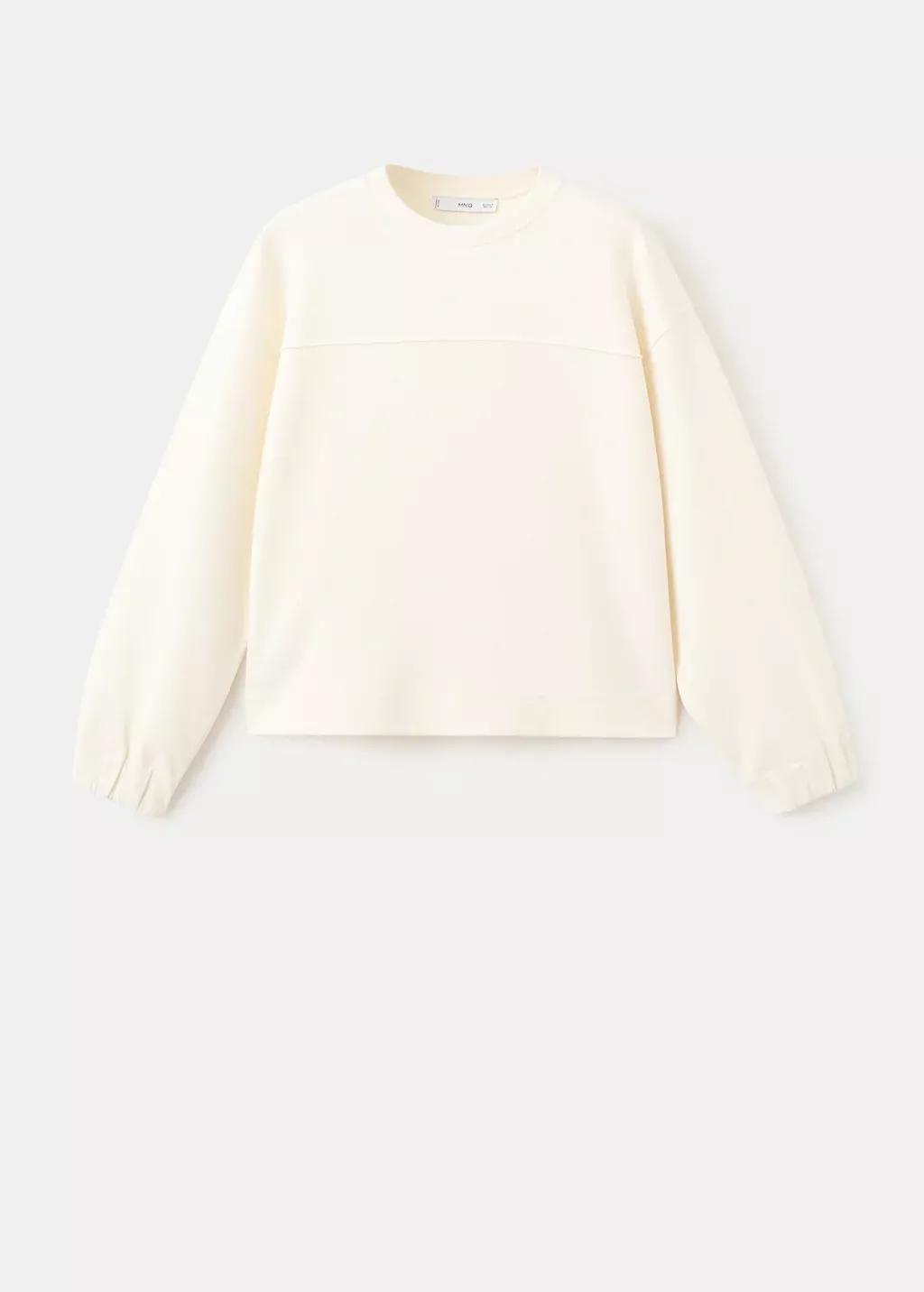 Beige Ruched Sleeve Sweatshirt, 0201_05, large image number 7