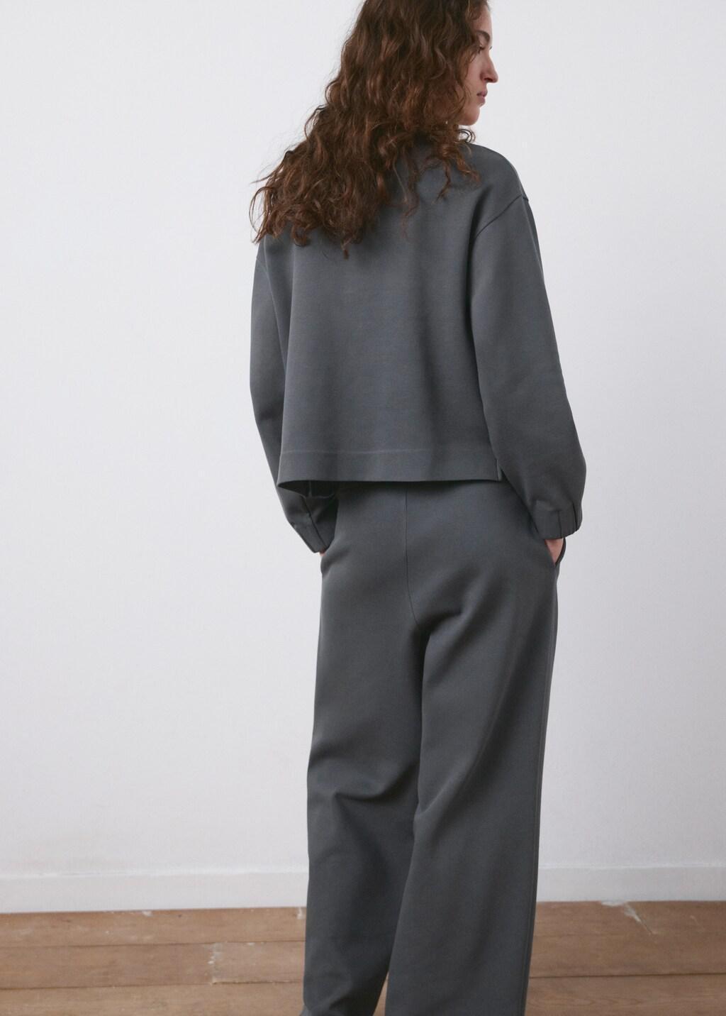 Grey Ruched Sleeve Sweatshirt, 0201_52, large image number 2