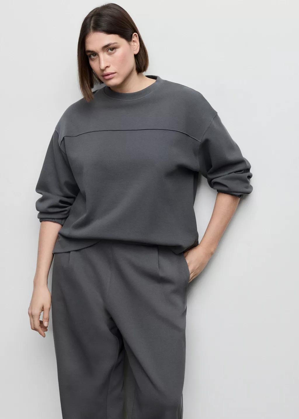 Grey Ruched Sleeve Sweatshirt, 0201_52, large image number 6