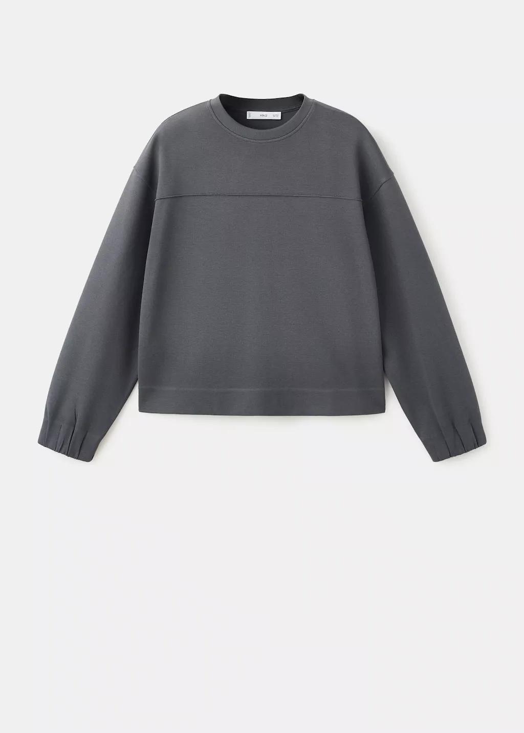 Grey Ruched Sleeve Sweatshirt, 0201_52, large image number 9