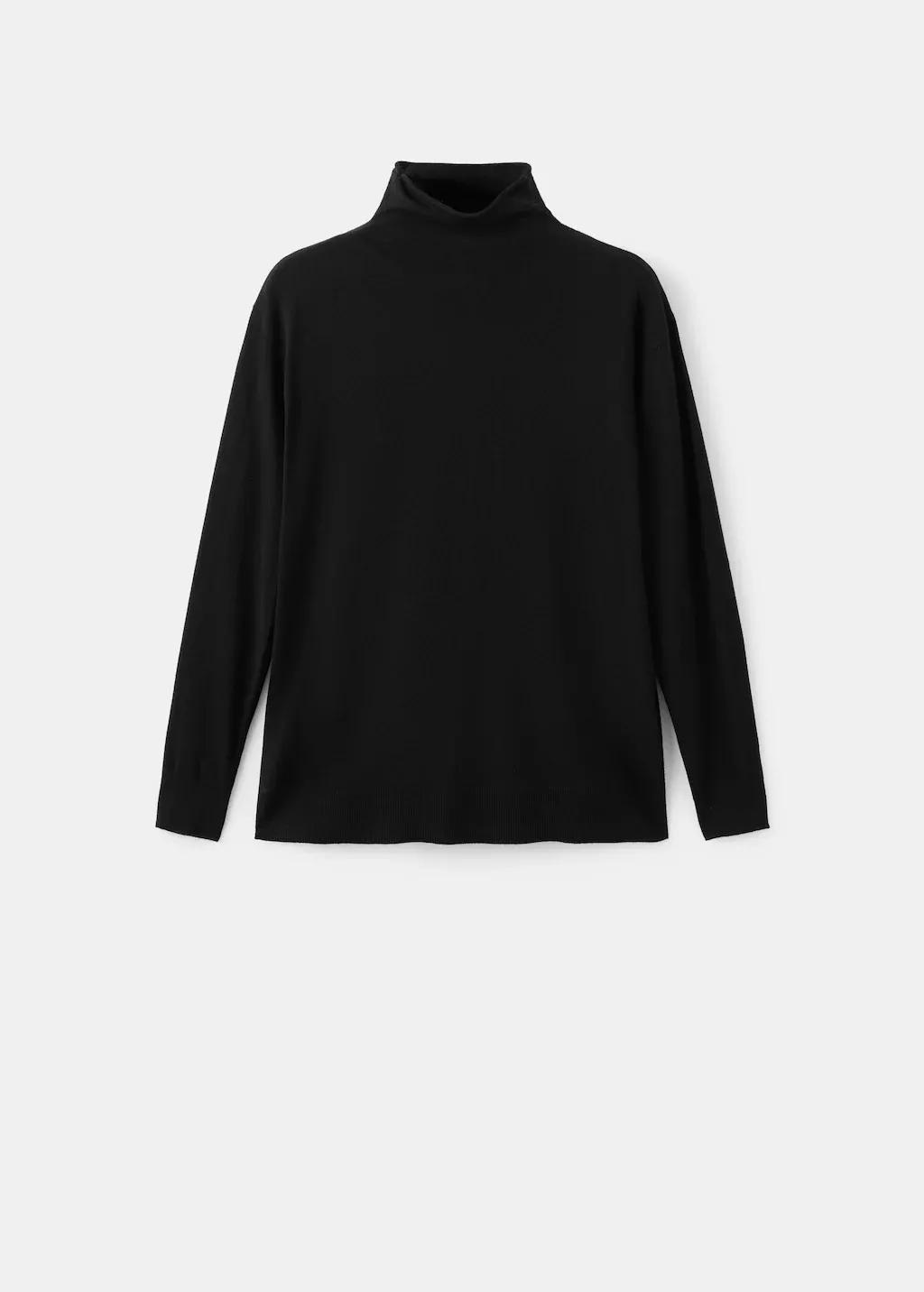 Black Turtleneck Knit Sweater, 0201_99, large image number 0