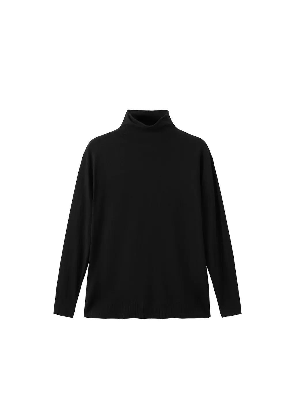 Black Turtleneck Knit Sweater, 0201_99, large image number 2