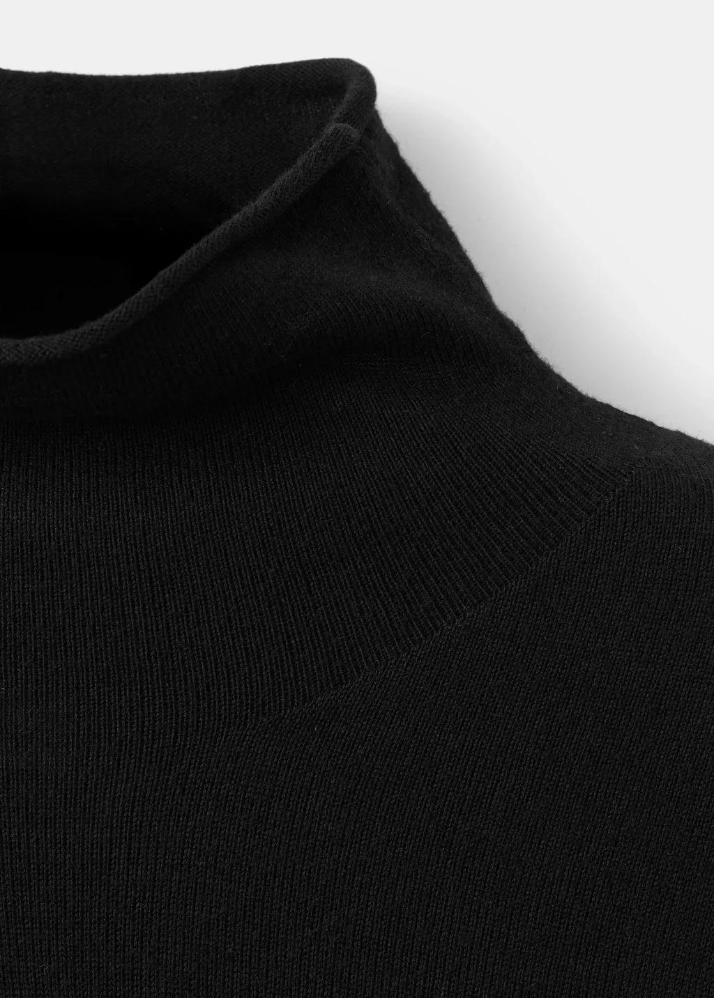 Black Turtleneck Knit Sweater, 0201_99, large image number 3