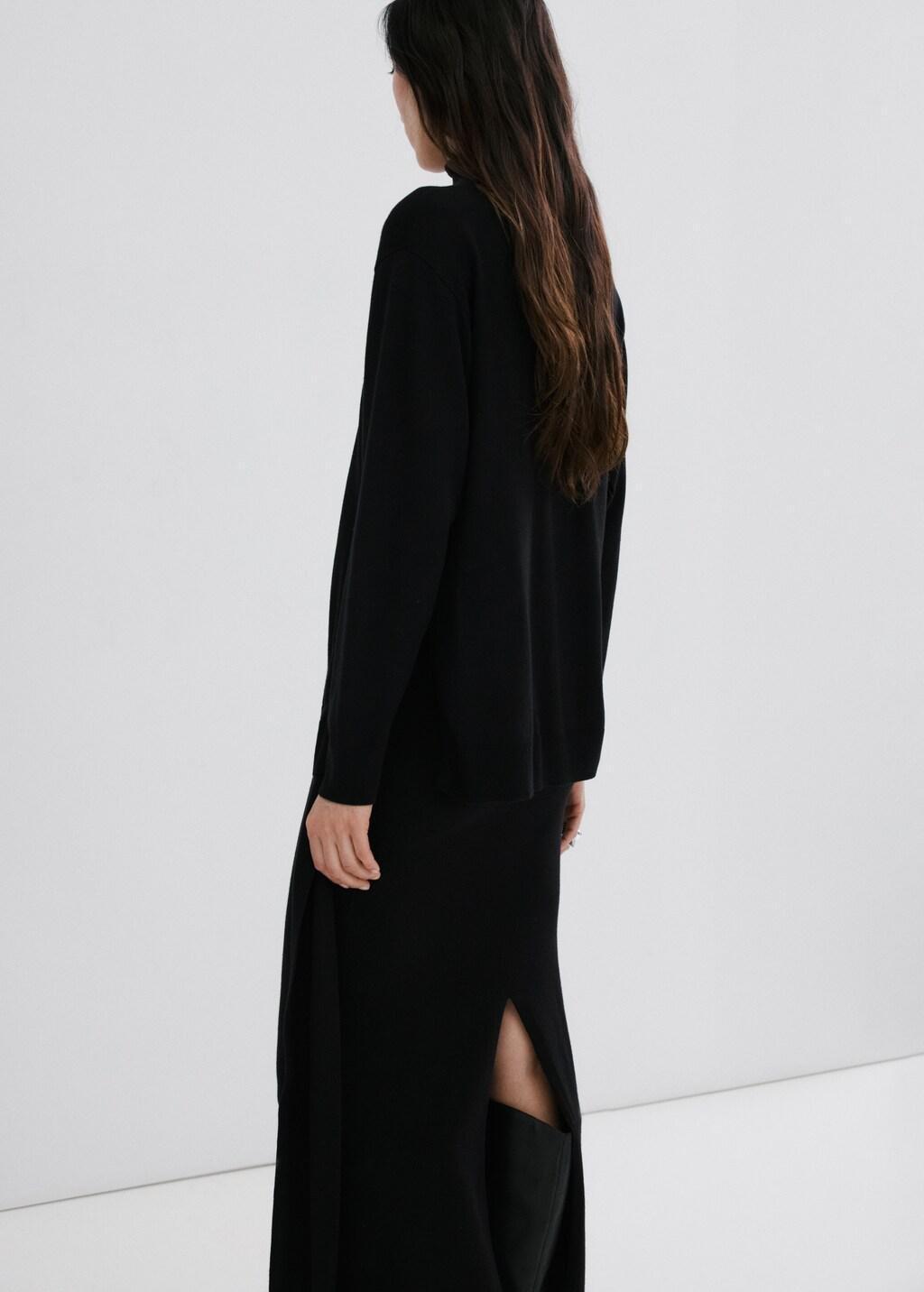 Black Turtleneck Knit Sweater, 0201_99, large image number 4