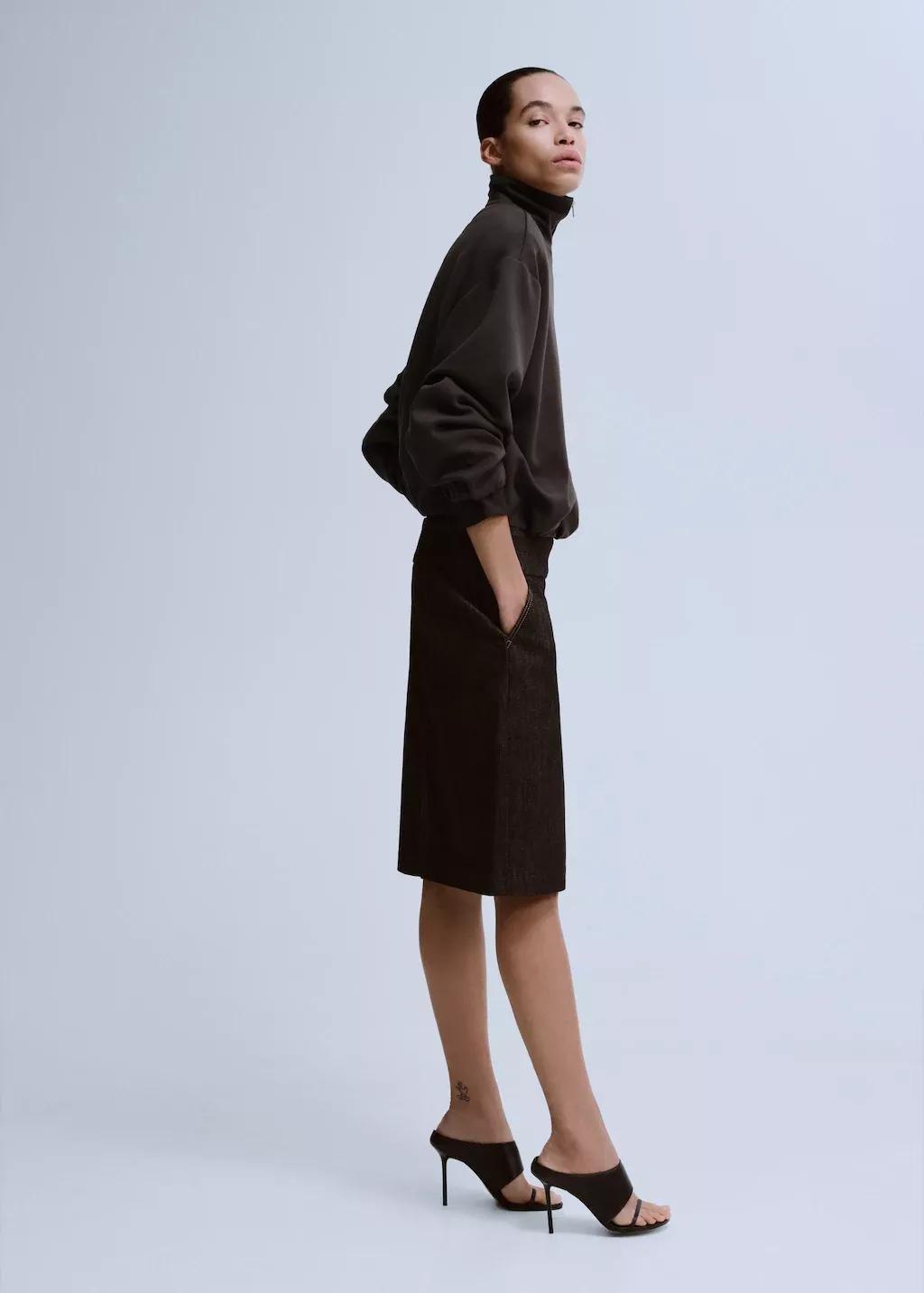 Brown Balloon Sleeve Sweatshirt, 0201_32, large image number 4