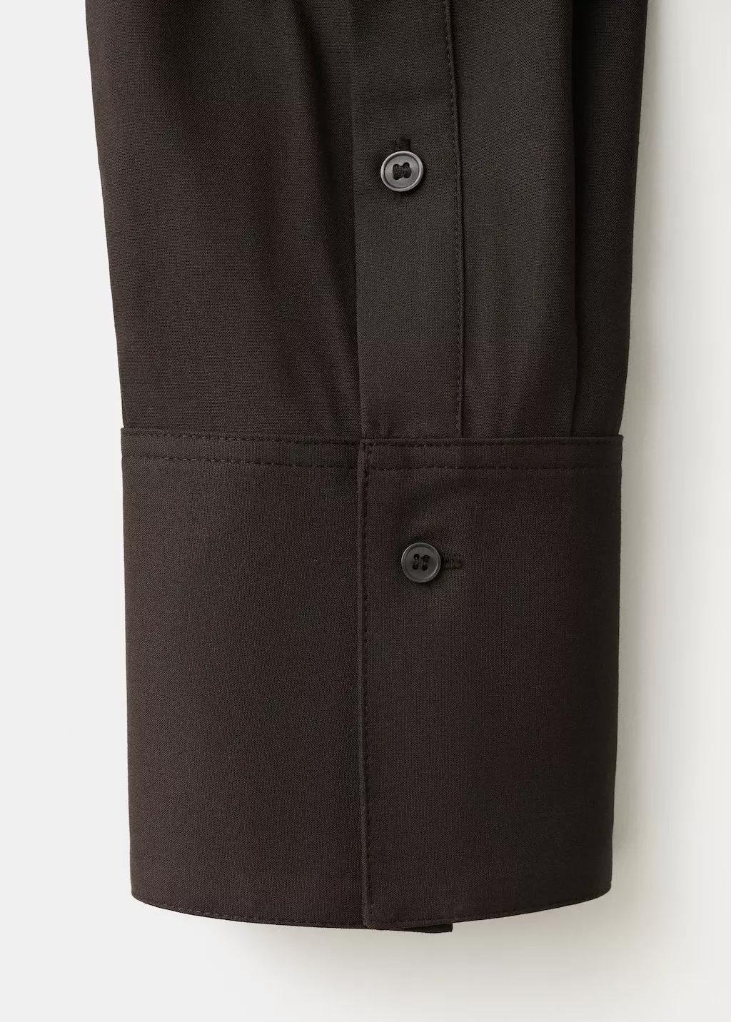 Brown Straight-Cut Shirt With Pocket, Dark Brown, large image number 1