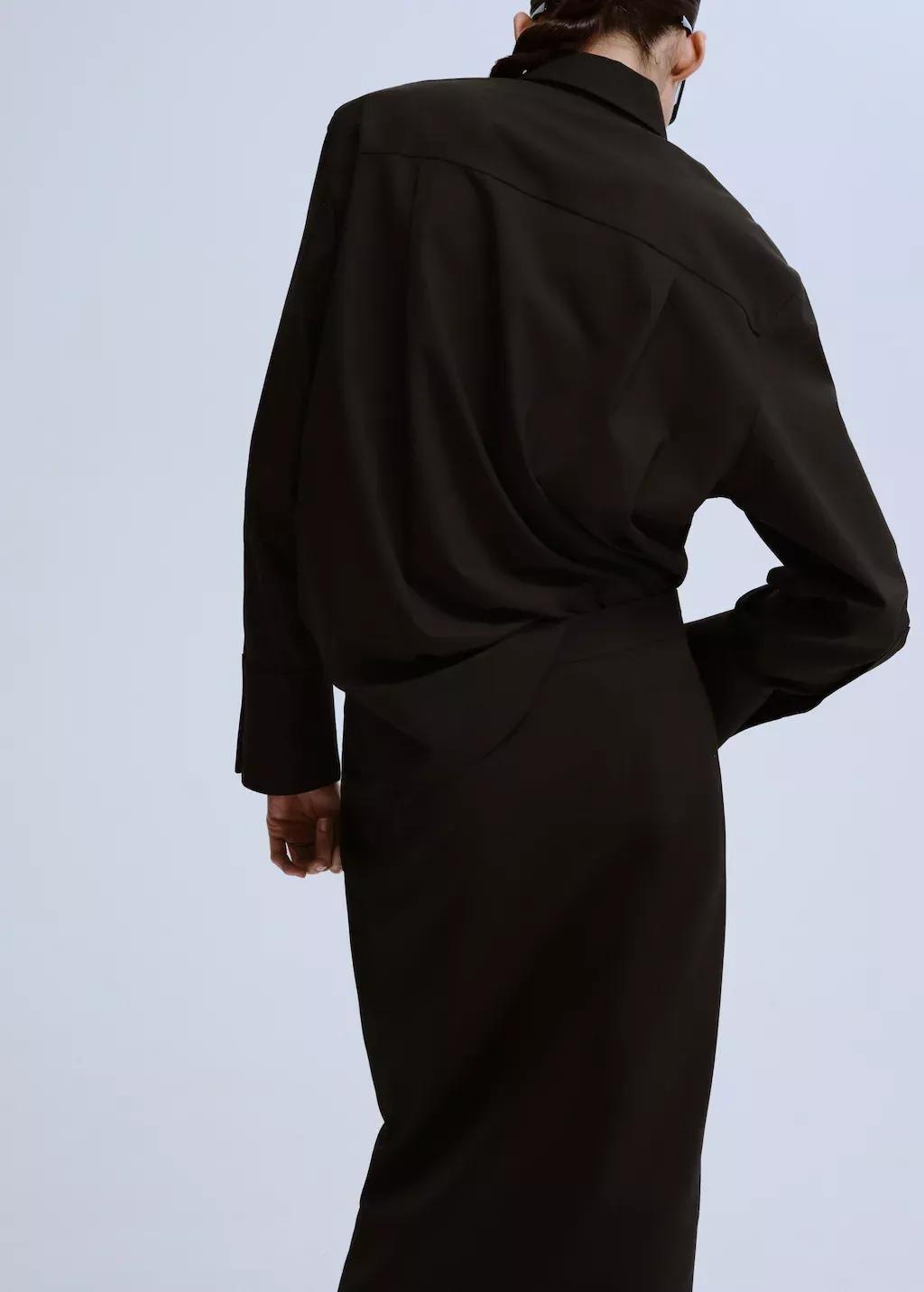 Brown Straight-Cut Shirt With Pocket, Dark Brown, large image number 2